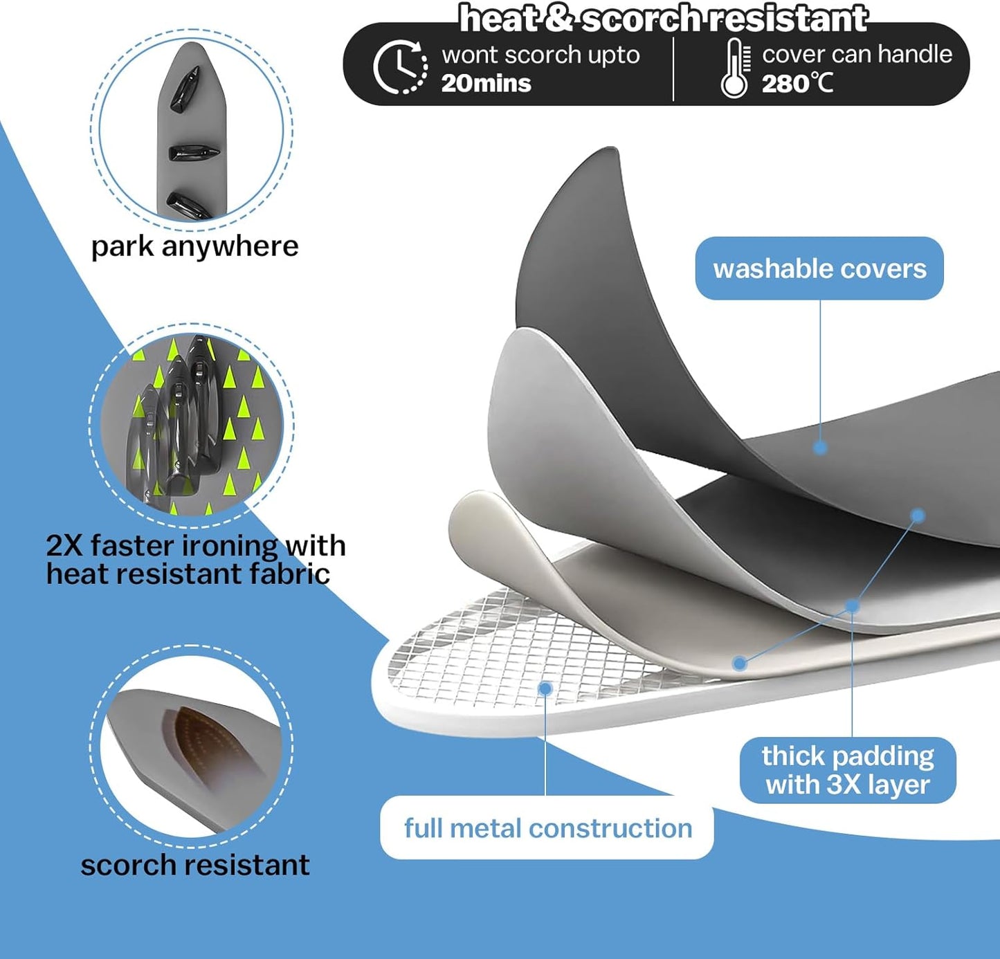 Tabletop Ironing Board with Iron Rest, Metal Mesh Panel Mini Ironing Board with Heat Resistant Cover, Portable Small Iron Board Foldable for Dorms, Apartment and Travel, 32" x12'', Grey