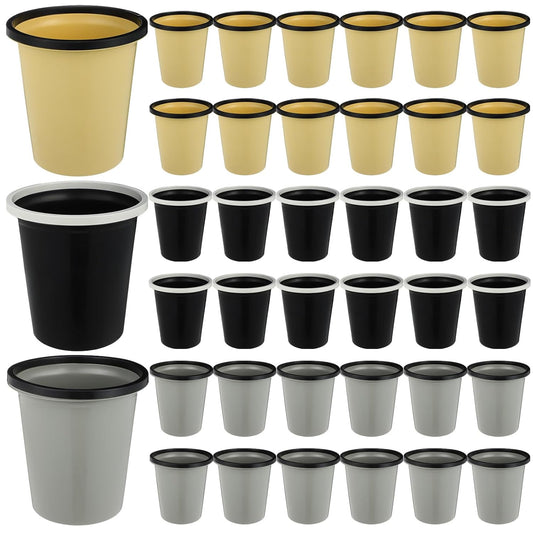 Maxdot 36 Pcs Bathroom Trash Cans Bulk 2 Gallon Small Waste basket Round Garbage Can Plastic Trash Bin Small Container for Home Dorm Kitchen Office Living Room Study Compact Spaces(Black, Beige, Gray)