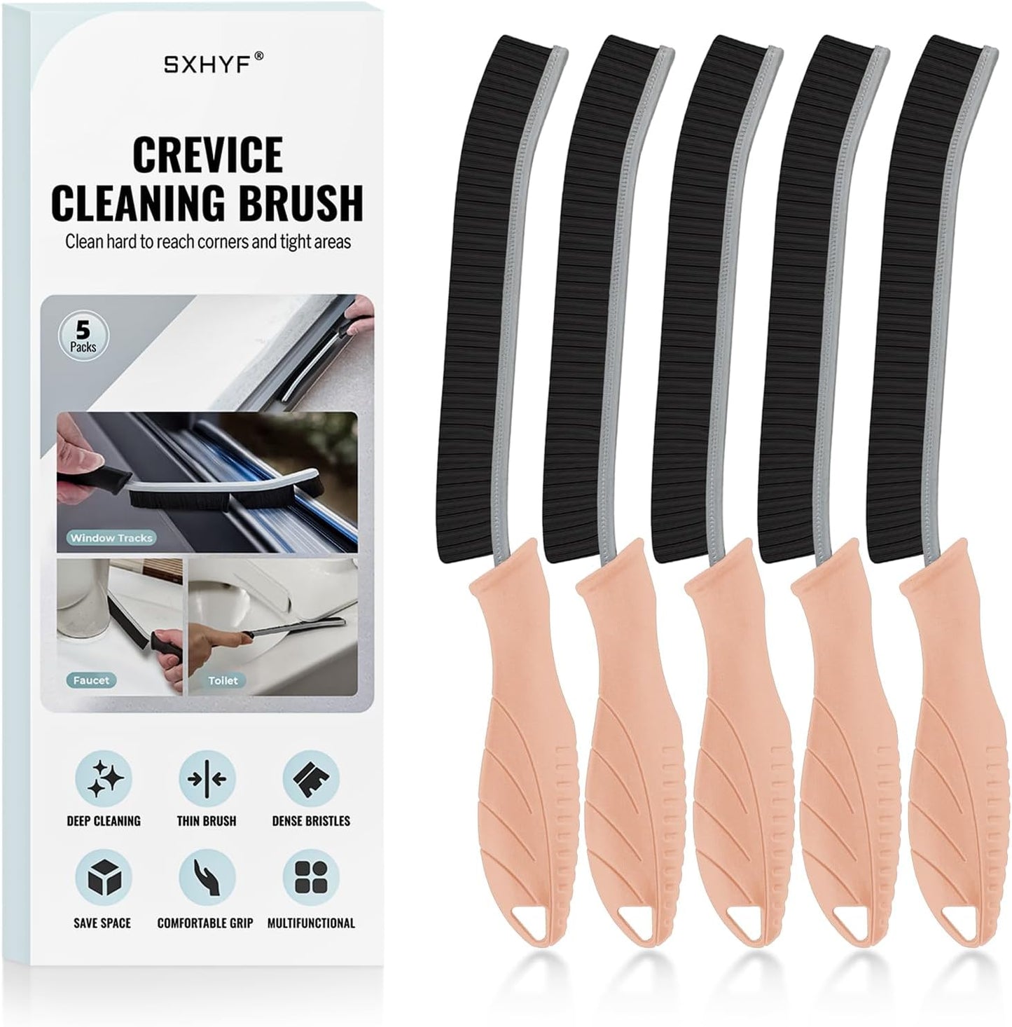SXhyf Crevice Cleaning Brush - Grout Scrub Brush, House Cleaning Supplies, Gap Cleaning Tools, Home Essentials, Gifts for Women Men, Hard Bristle Crevice Cleaner Brush for Household Use, Bathroom