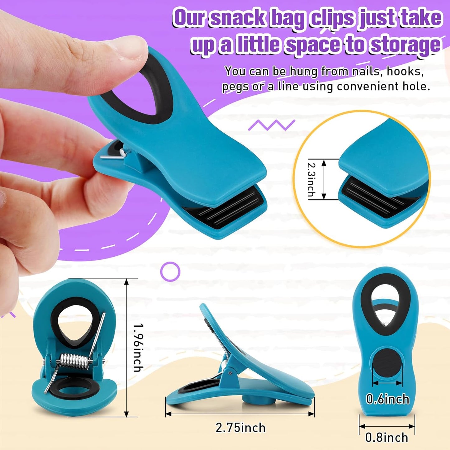 FINDMAG 24 Pack Magnetic Chip Clips for Food Storage, Assorted Color Plastic Clips with Magnet for Kitchen, Refrigerator, Snack Bags, and Sealing Packages