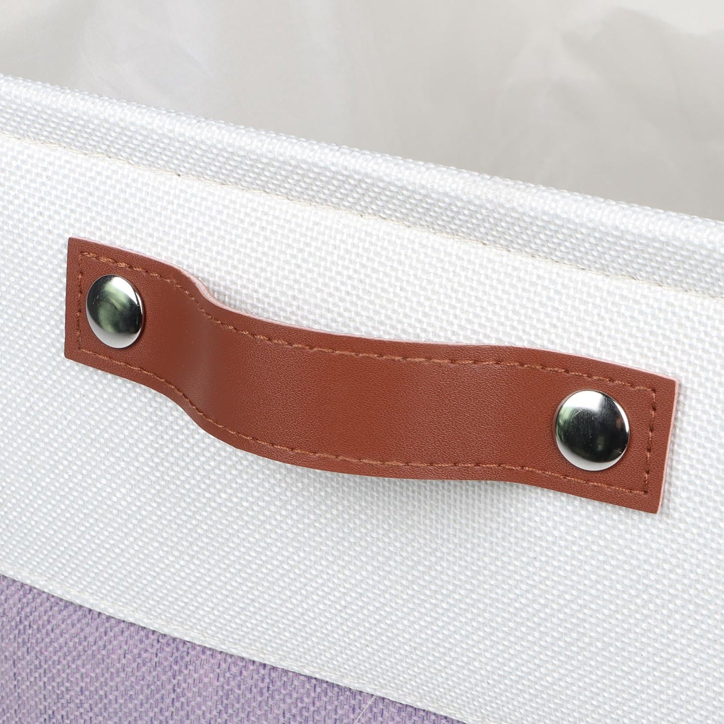 Univivi 10.5 Inch Fabric Cube Bins with Hard Bottom, 4 Pack Storage Baskets with PU Handles for Shelves Closet Foldable Storage Bins for Organizing (Purple,10.5" x 10.5" x 11")