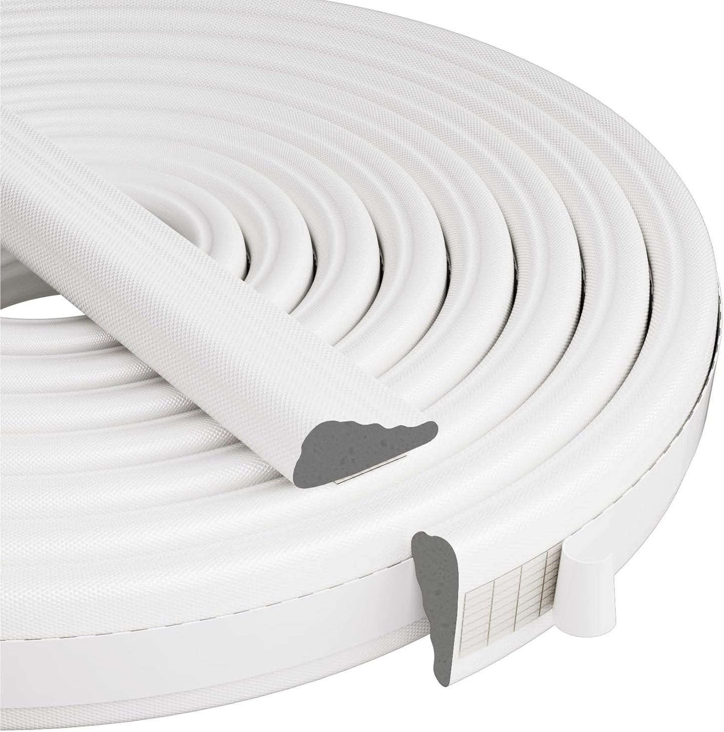 Wedge-Shape Window Weather Stripping Door Frame Seal Strip 118” White,Upgrade Black Foam,Soundproofing,Draft Stopper,Winter Insulation,Noise Blocker, Gap Filler for Exterior Front Door Side