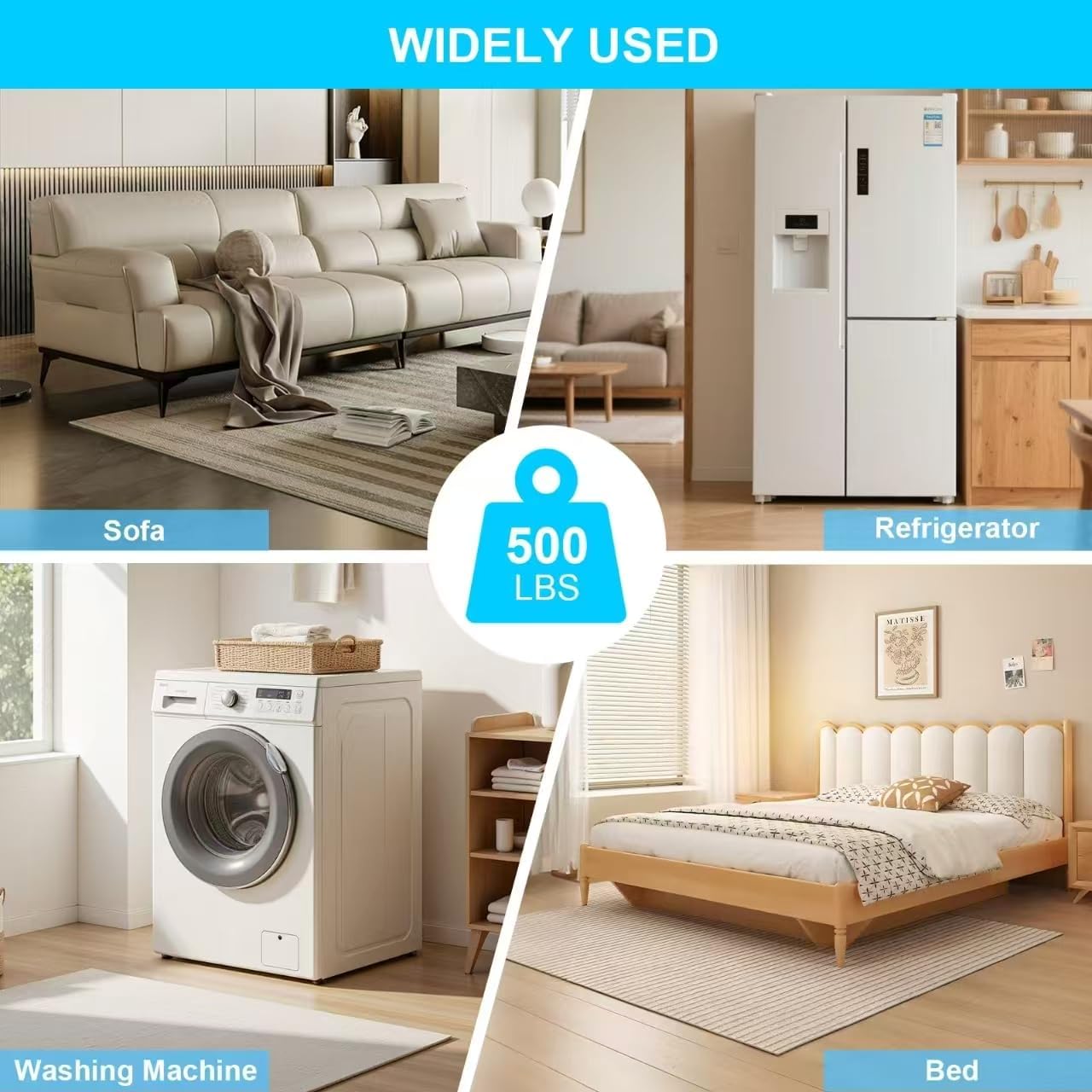 Furniture Lifter Tool: Furniture Lifters for Heavy Furniture Appliance Lifter with 4.4" Adjustable Height Lift Up to 500LB Heavy Items Safely and Easily Lifting Furniture and Appliances