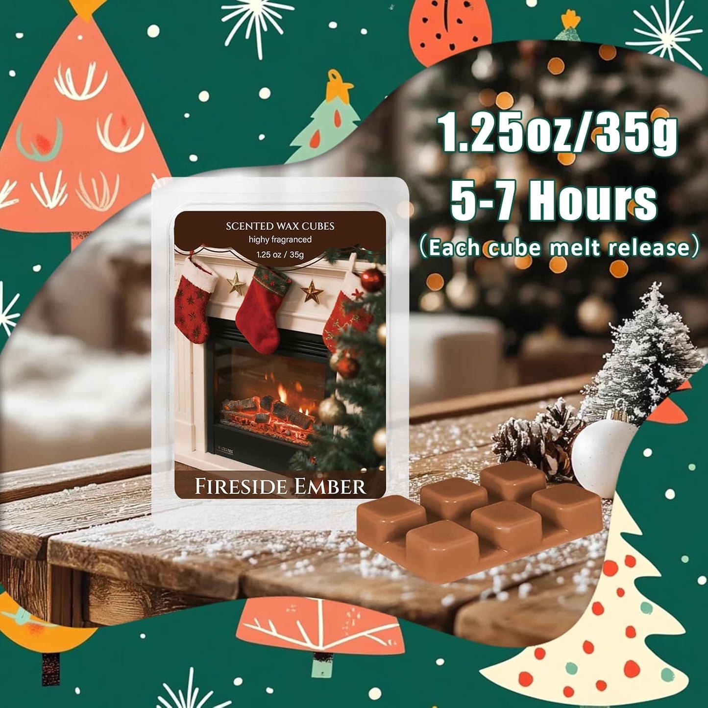 SCENTORINI Christmas Wax Melts, Scented Wax Melts 6 Pack - Non-Toxic, Natural Soy Wax Cubes for Wax Warmers, Long Lasting Strong Scent for Holiday Home Fragrance