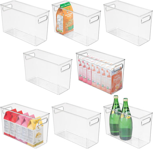 iDesign Tall Plastic Storage Bin with Handles for Fridge or Freezer - Set of 8 - Clear - Made in USA