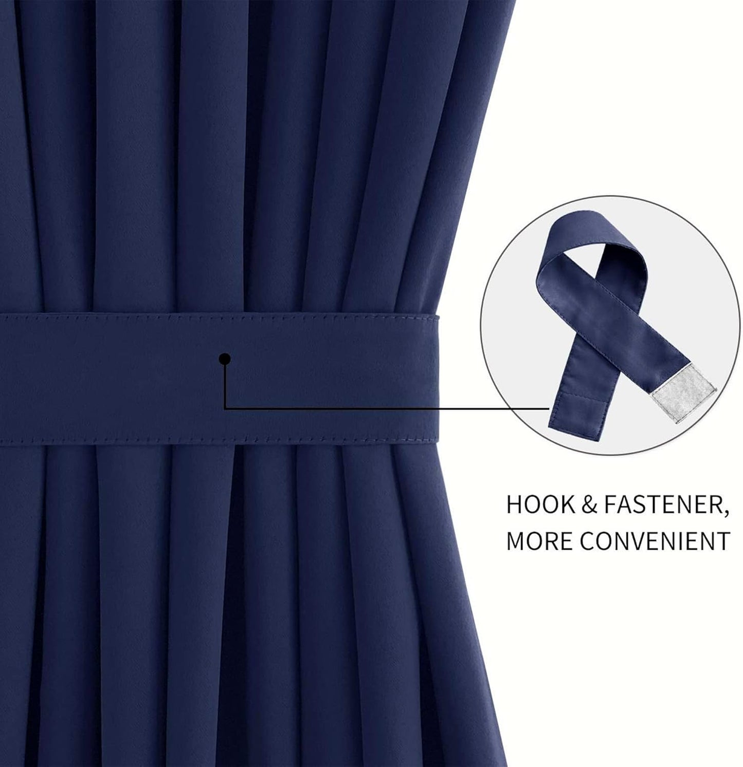 DWCN French Door Curtains – Rod Pocket Thermal Blackout Curtain for Doors with Glass Window, Kitchen and Patio Doors for Privacy, 12 X 72 Inches Long, 1 Curtain Panel with Tieback, Navy Blue