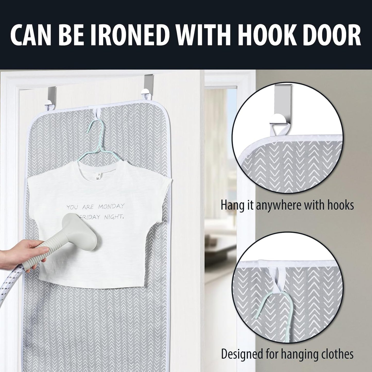 Seiritex Ironing Mat, Portable Ironing Pad 39.4 x 18.9 inch Table Top Iron Board 5 in 1 Travel Iron Blanket for Washer, Dryer, Counter top, Grey Arrow