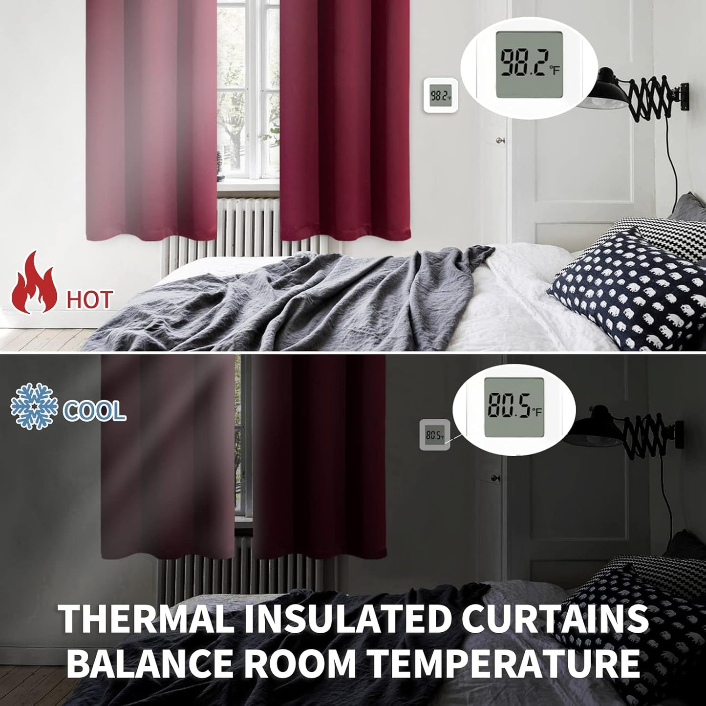 BGment Burgundy Blackout Curtains 84 Inch Length for Bedroom - Rod Pocket Thermal Insulated Room Darkening Shading Drapes for Living Room, 42 x 84 Inch, 2 Panels