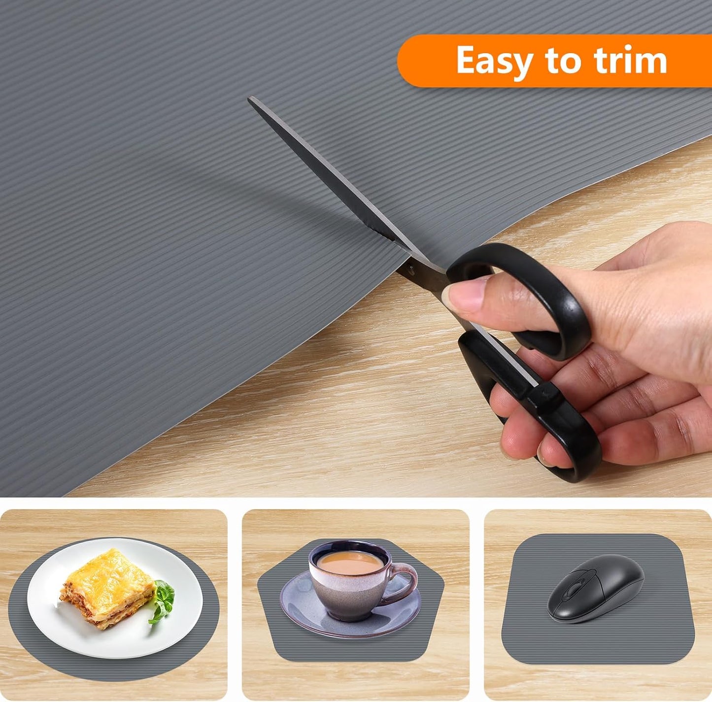 Shelf Liners for Kitchen Cabinets Drawer Liner Non Adhesive Cupboard Mat EVA Material Waterproof Refrigerator Mats Washable Fridge Liner for Cupboard and Desks Liner Gray 11.8 x 236.2 Inches