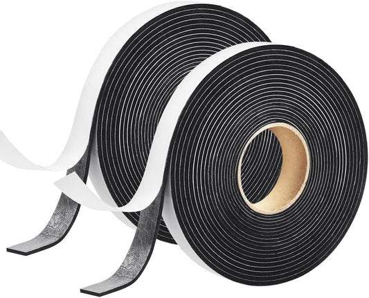 Seal Foam Tape,1/2 Inch W x 1/16 Inch T Weather Stripping for Door and Window, High Density Single Sided Closed Cell Door Insulation Weather Strip,2 Rolls 16FT Long Each