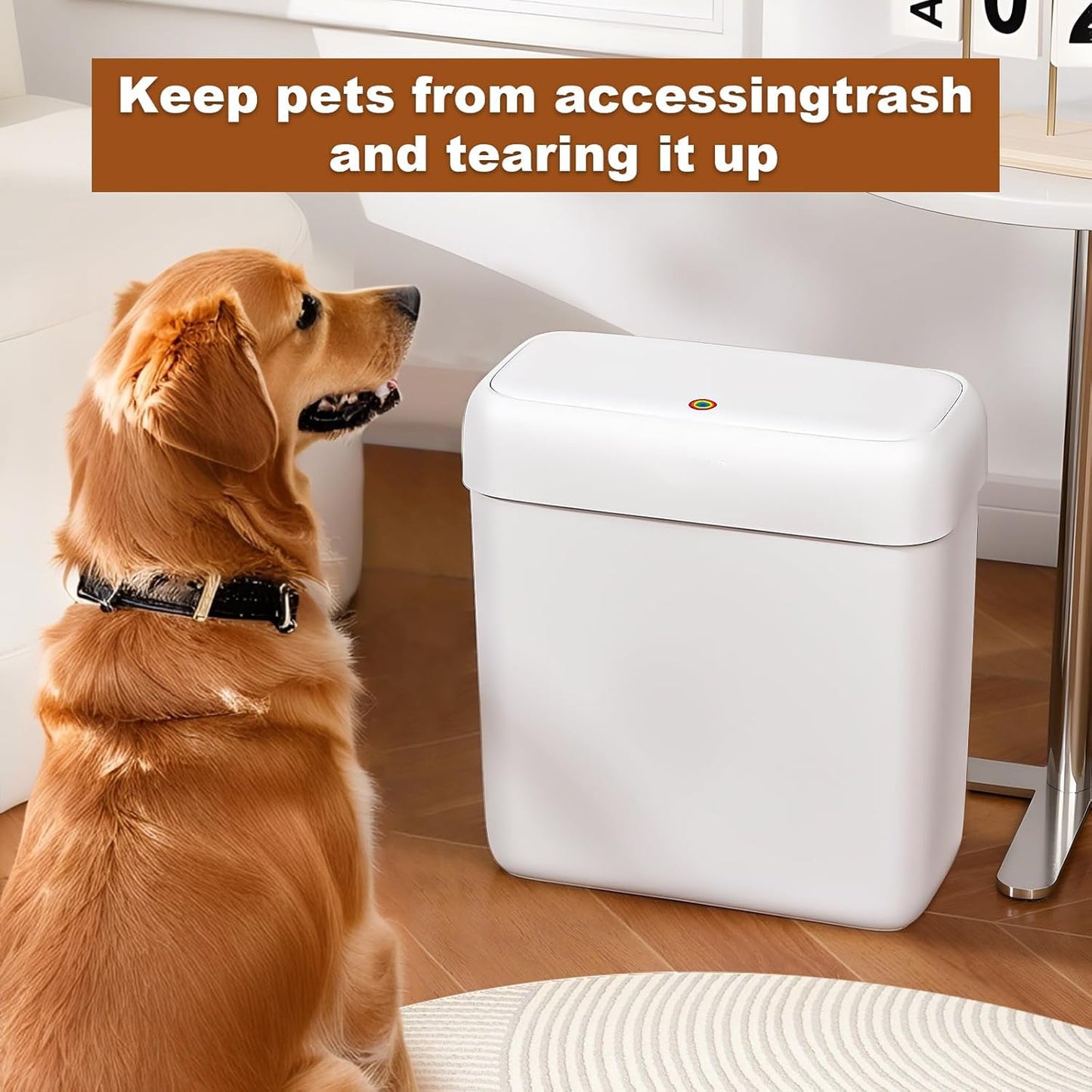 funest 2 Pack Bathroom Trash Can with Lid, 3 Gal/12 L & 2.7 Gal/10L Garbage Can with Pop-Up Lid, Small Spaces Plastic Trash Can, Slim Trash Bin Waste Basket for Bathroom,Rv, Office, White