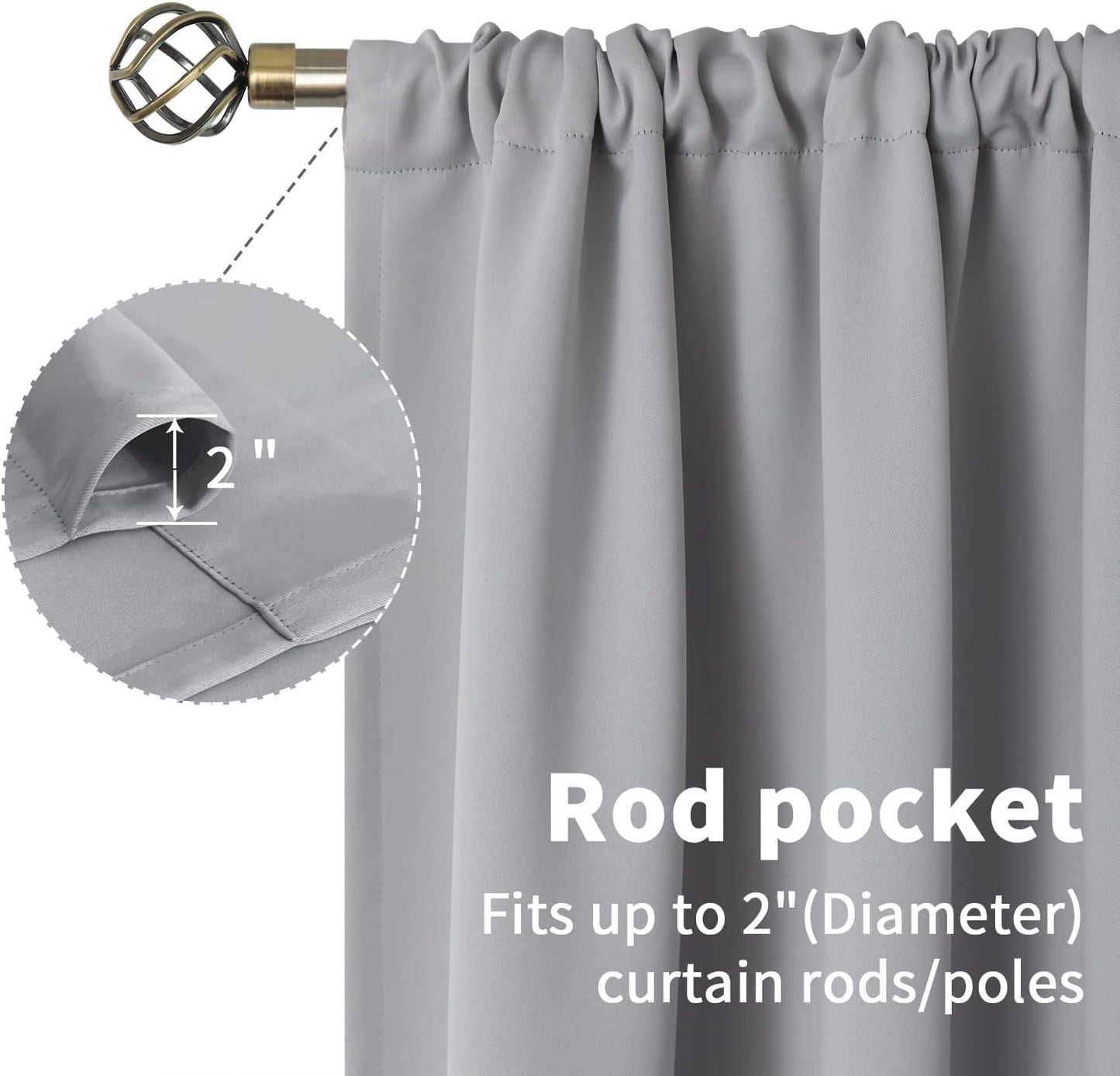 BGment Light Grey Blackout Curtains 30 Inches Long for Kitchen Cafe Window - Half Window Drapes with Rod Pocket Small Curtain Privacy for Rv Camper Bathroom, 2 Panels, 34 x 30 Inch