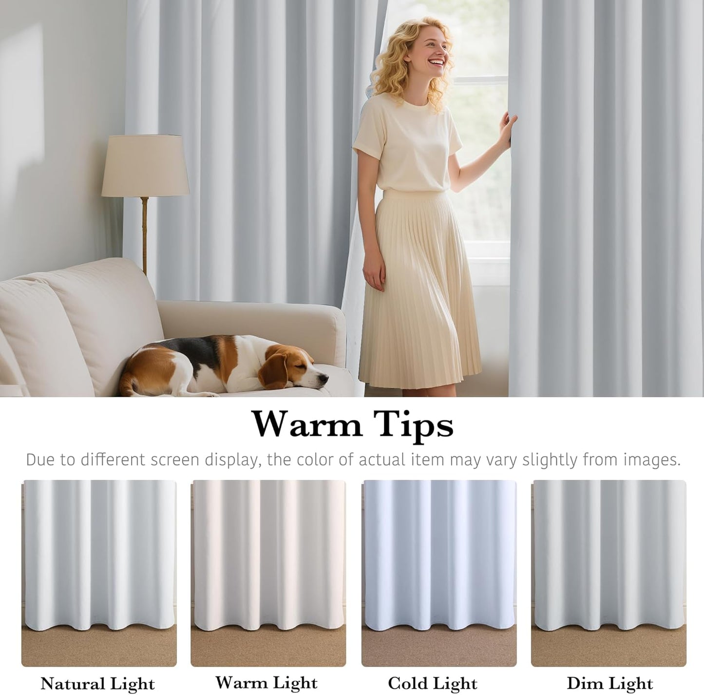 RYB HOME White Blackout Curtains for Bedroom, 100% Blackout Thermal Insulated Noise Reducing Curtains for Living Room Nursery, 42 inches Wide by 72 inches Long, 2 Panels Set
