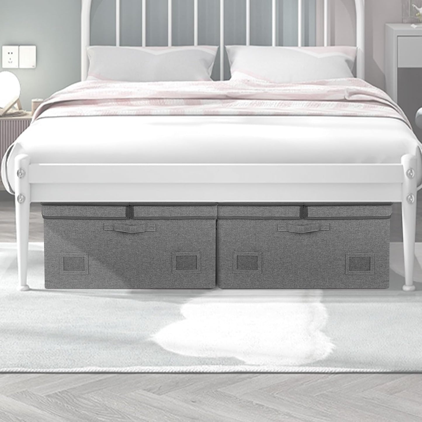 75 Quarts Extra Large Decorative Storage Bins with Lids, 1 Pack Gray Collapsible Storage Bins with Lids, Stackable Storage Bins Decorative Box Storage With Lid Extra Large