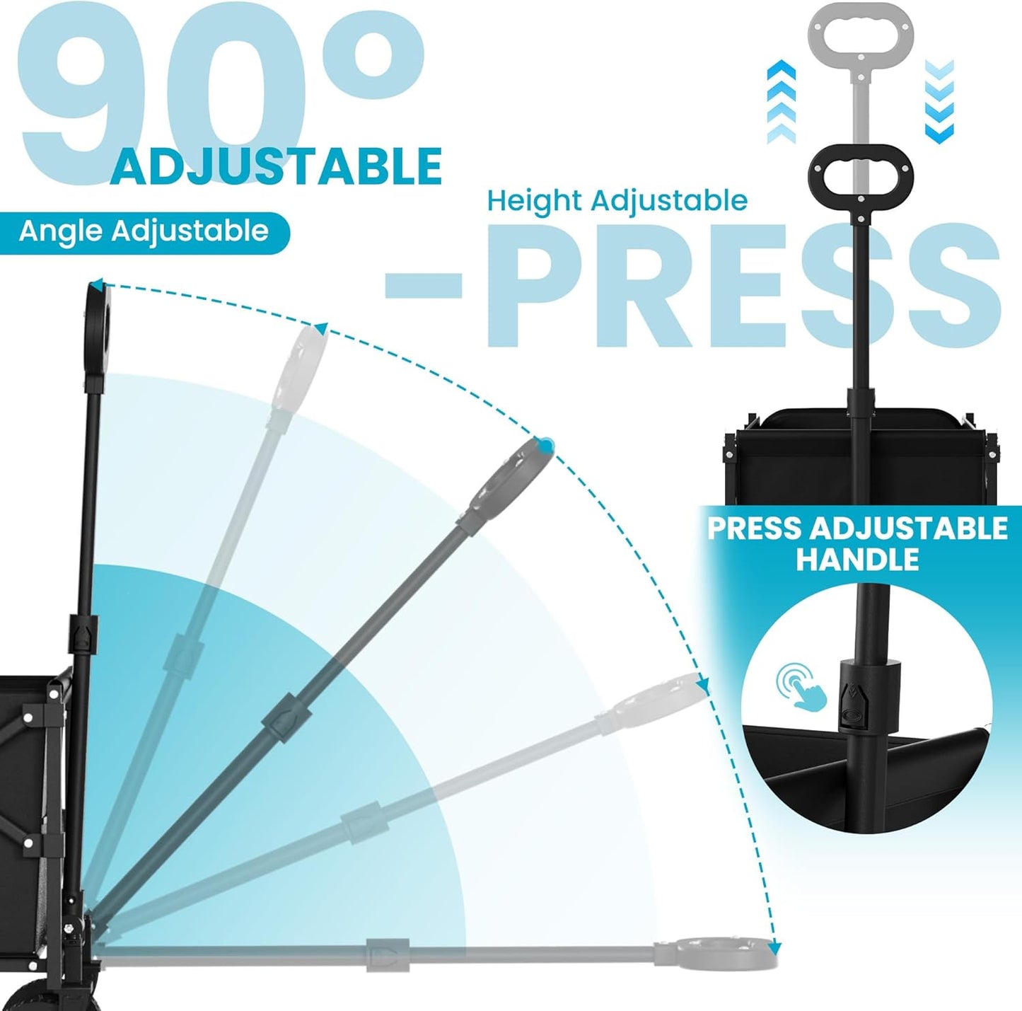 Collapsible Folding Wagon with Tailgate, Wagons Carts Foldable with 350lbs Capacity, Lightweight Portable Utility Wagon Cart for Shopping Camping Sports Garden (BLACK02)