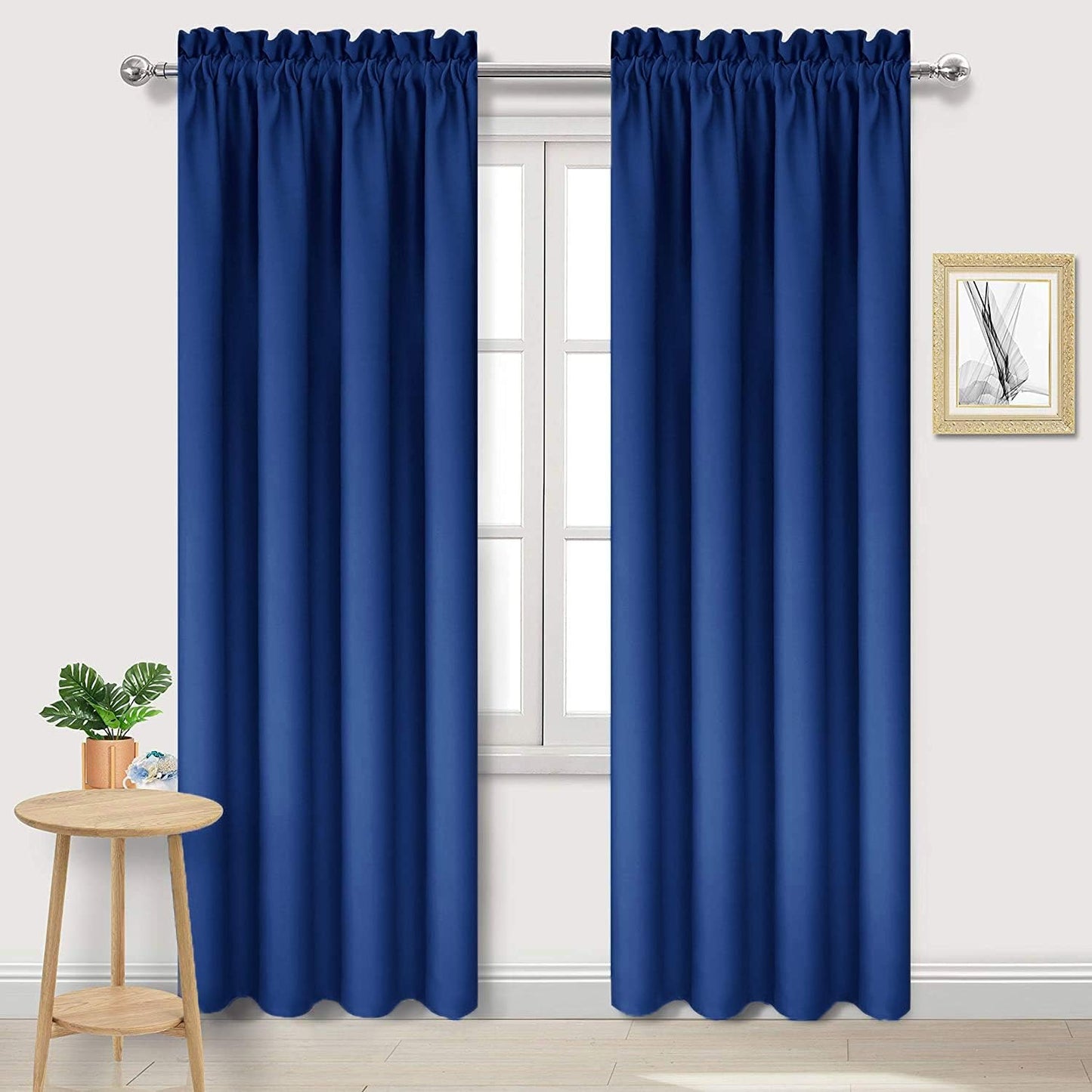 DWCN Blackout Curtains Room Darkening Thermal Insulated Bedroom Curtains Window Curtain Panels, 38 x 84 inches Long, Set of 2 Classic Blue Rod Pocket Drapes