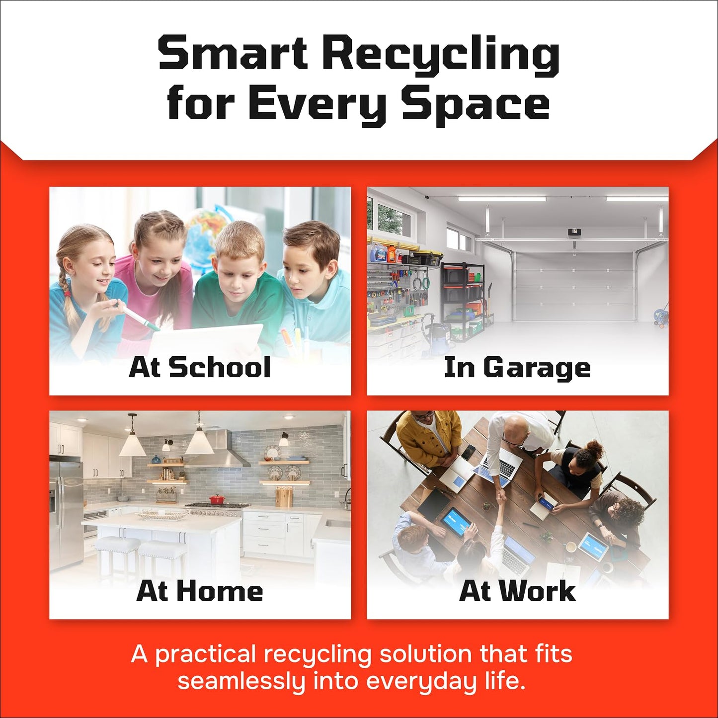 Multi Recycling Bin System with Three Stacking 6 Gallon Bins with Carrying Handles, Stackable and Compact for Offices, Homes, Garages, Businesses - (Yellow, 3 Pack)