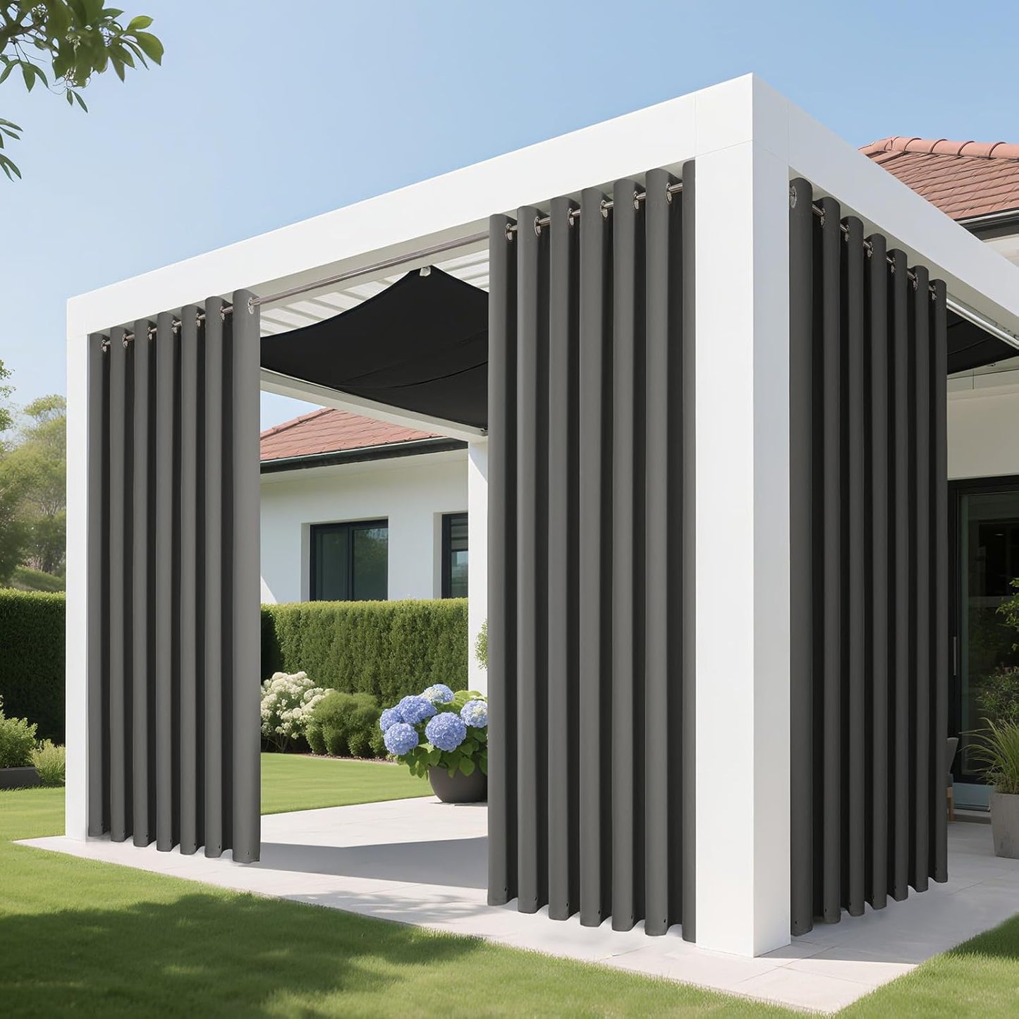 Joydeco Blackout Patio Sliding Door Curtains 96 Inches Long, Grommet Privacy Room Divider Curtains, Extra Wide Thermal Blackout Drapes for Bedroom Living Room (Light Grey, 100Wx96L, 1 Panel)