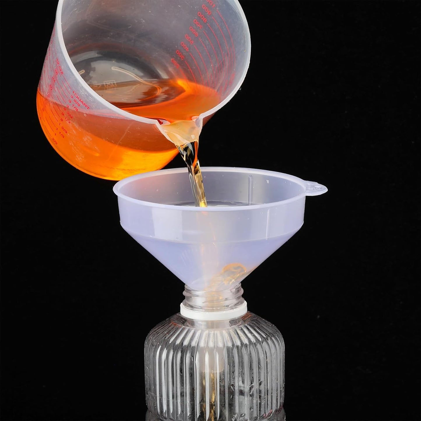 Honeydak 18 Pieces Multi-Purpose Plastic Funnels 4.7 Inch Wide Mouth Funnels for Filling Bottles, Jars, Containers Lab Use Oil Funnel for Gas, Car Oil, Lubricants and Fluids (White)