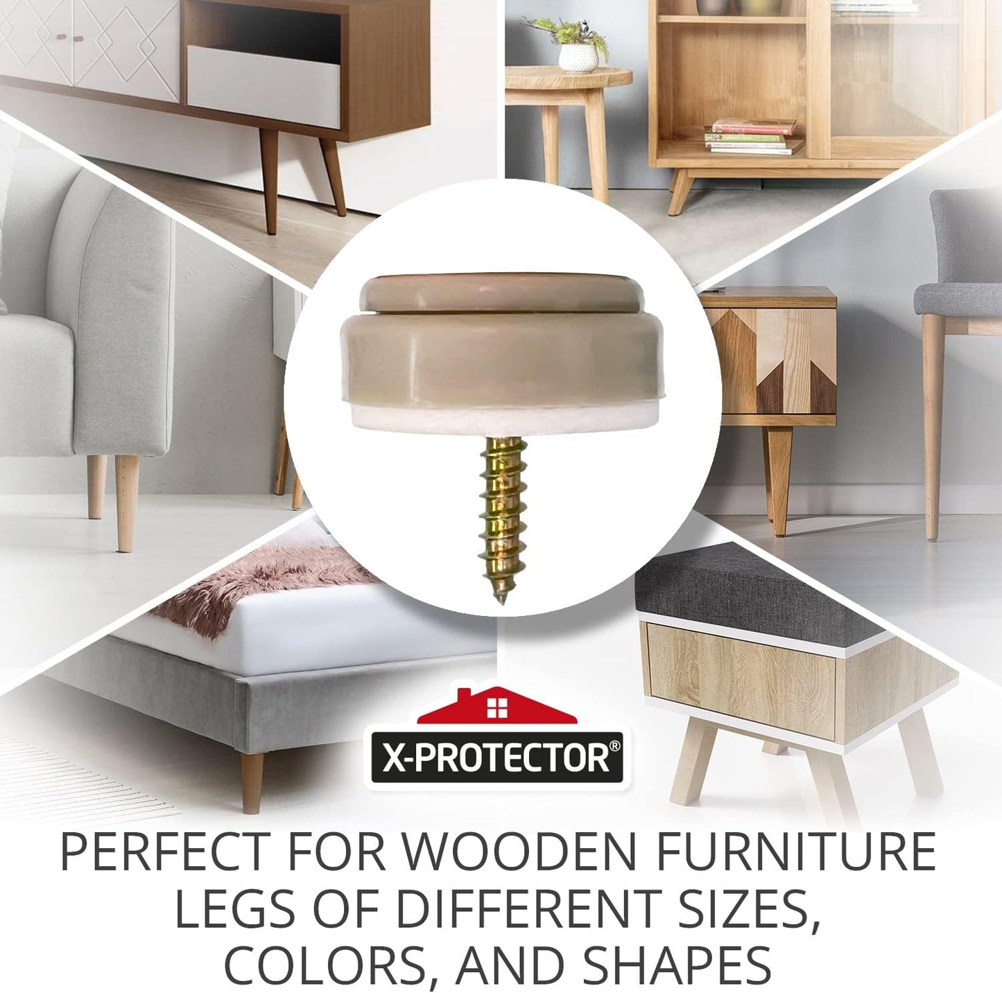 Chair Glides X-PROTECTOR – 8 PCS 1" Furniture Glides – Screw-On Chair Sliders – Premium Chair Leg Floor Protectors – Slide Furniture Effortlessly on All Floor Types with Small Furniture Sliders!