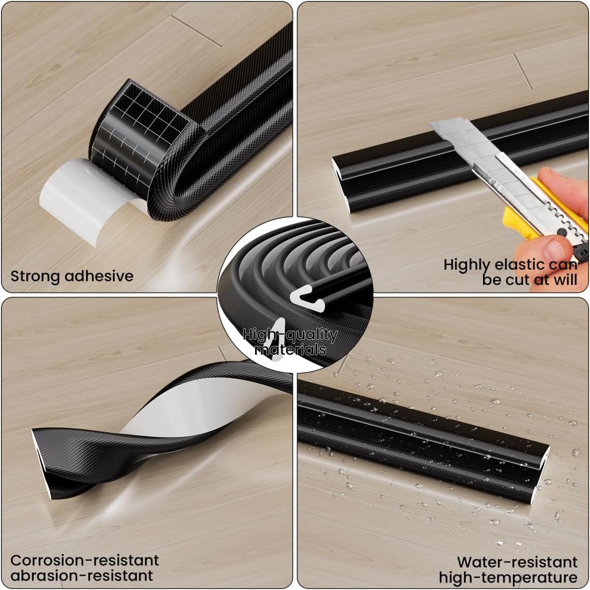V Shape Foam Weather Stripping Door Frame Seal Strip 2Pcs×26FT Black, Draft Stopper, Insulation Winter, Weatherstripping, Gap Sealing, Soundproofing, Self-Adhesive Used for Exterior Front Door Side