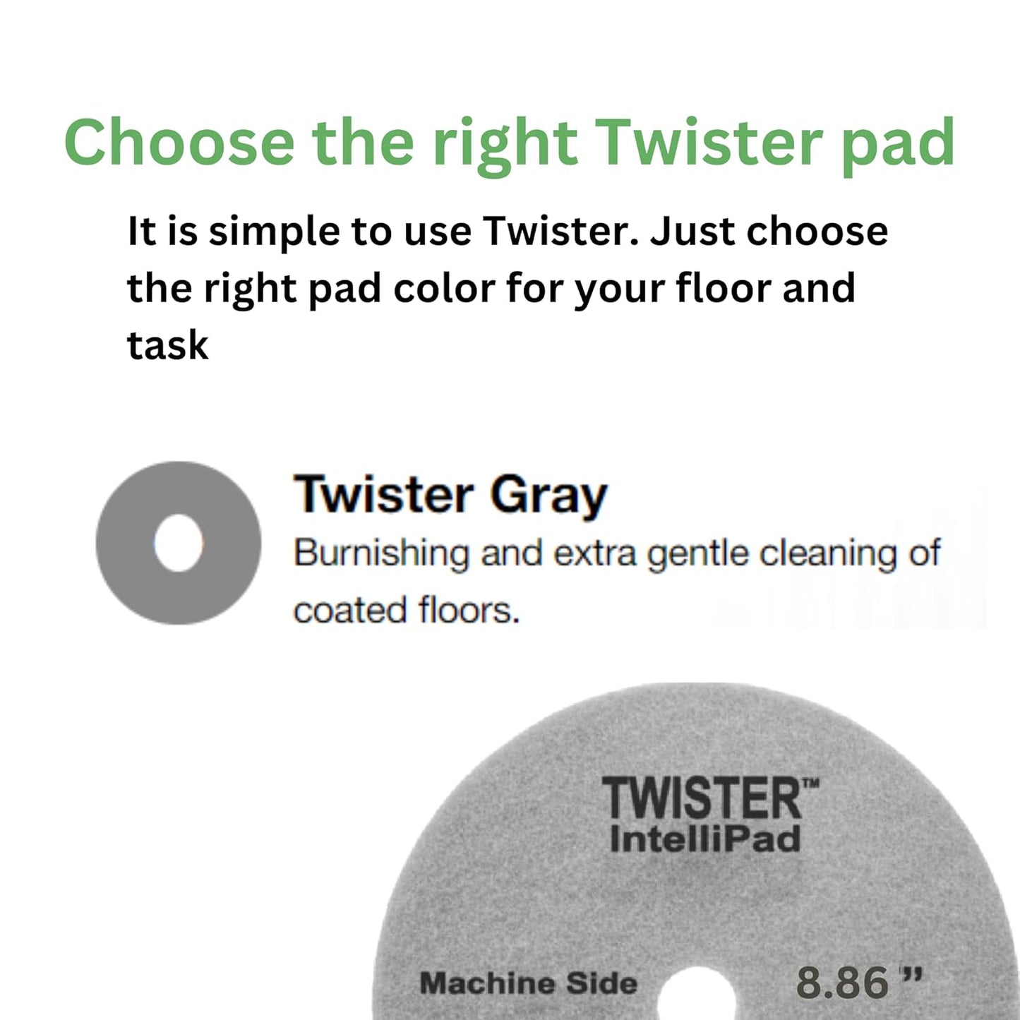 Diversey DD1231448 TASKI Twister Intellipad Diamond Coated Floor Machine Cleaning Pad, Made in USA, Burnish to High Super Gloss Finish, Grey/Brown, 8.86-inch (Pack of 2)