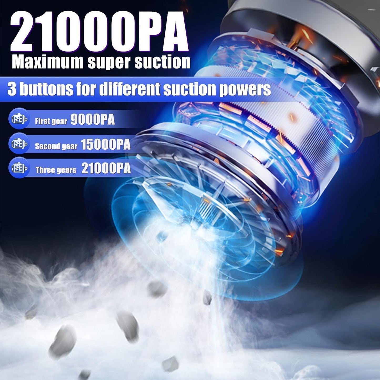 Car Vacuum Portable Cordless 21000PA High Power Mini Vacuum Cleaner 4-in-1 Compressed Air Duster & Air Blower & Pump Hand Held Vacuum with Brushless Motor for Car, Home, Office,Camping (silver gray)