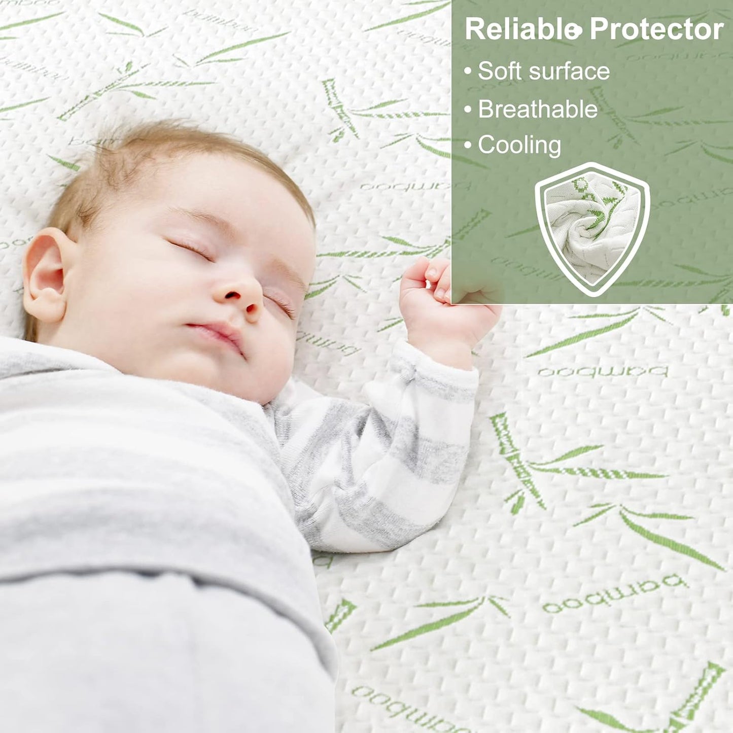 Queen Mattress Protector Waterproof Mattress Pad Washable Bamboo Rayon Mattress Cover Breathable Noiseless Bed Protector 5" - 21'' Elastic Fitted Deep Pocket