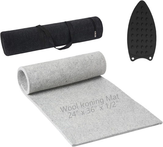 Wool Pressing Mat for Quilting, 24" X 36" Portable Wool Ironing Mat 100% Felted Wool Iron Board for Quilters, Great for Quilting & Sewing Projects