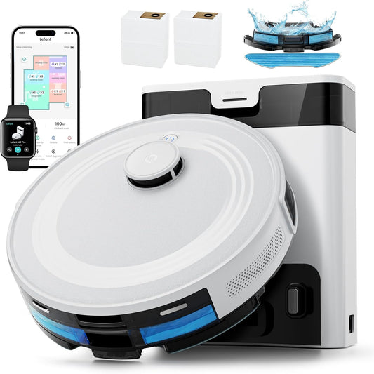 Lefant LiDAR Robot Vacuum and Mop, 45-Day Self-Emptying, 190° PSD Obstacle Avoidance, Customized Cleaning, Multi-Floor Mapping, 5500Pa Strong Suction, 140 Min Runtime, WiFi/Alexa/APP/iWatch, M2 Pro