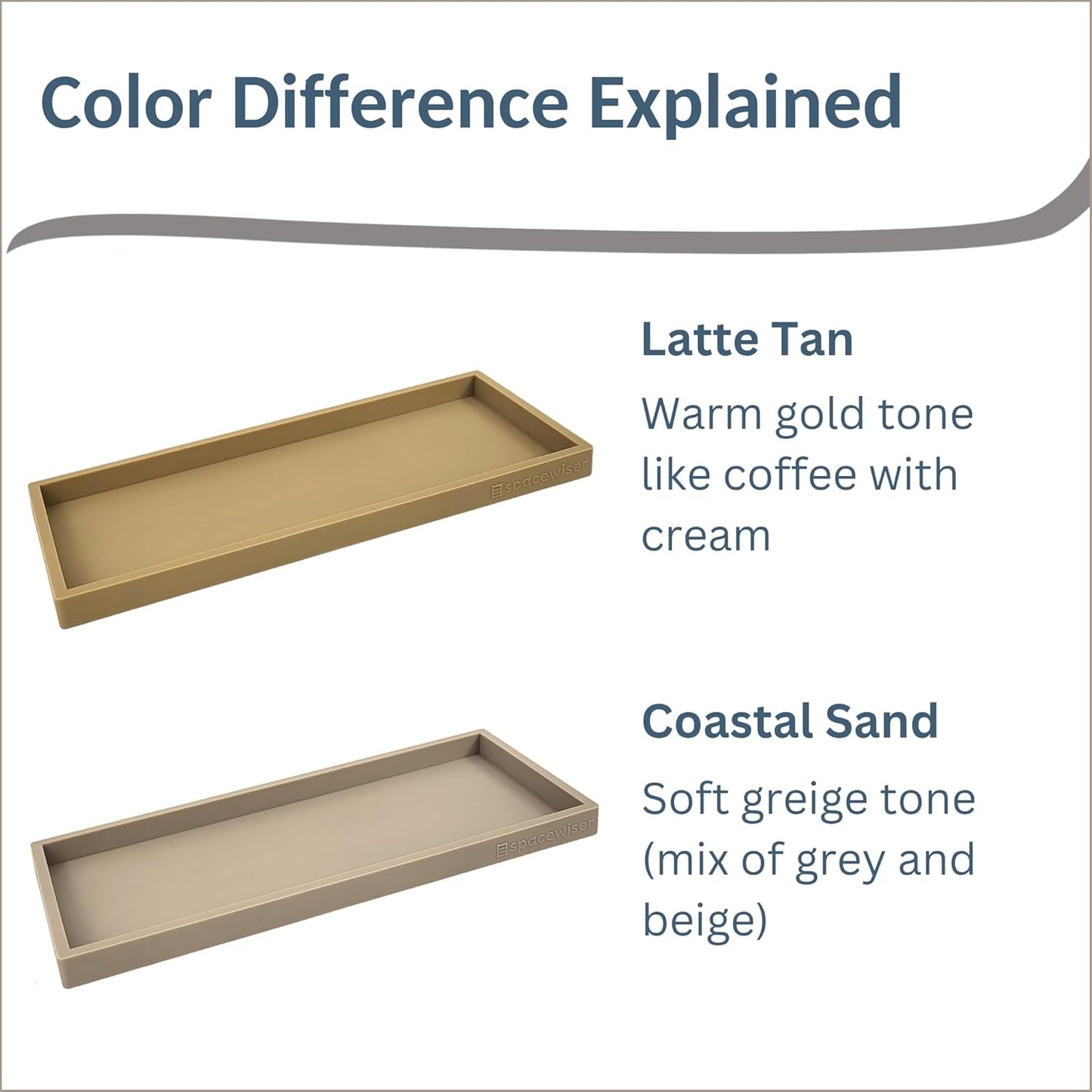 Countertop and Vanity Tray - 2 PC (11” and 7”) Shatterproof Silicone Kitchen and Bathroom Trays for Counter, Kitchen Soap Dispenser Tray, Vanity Trays for Bathroom, Perfume Key Tray