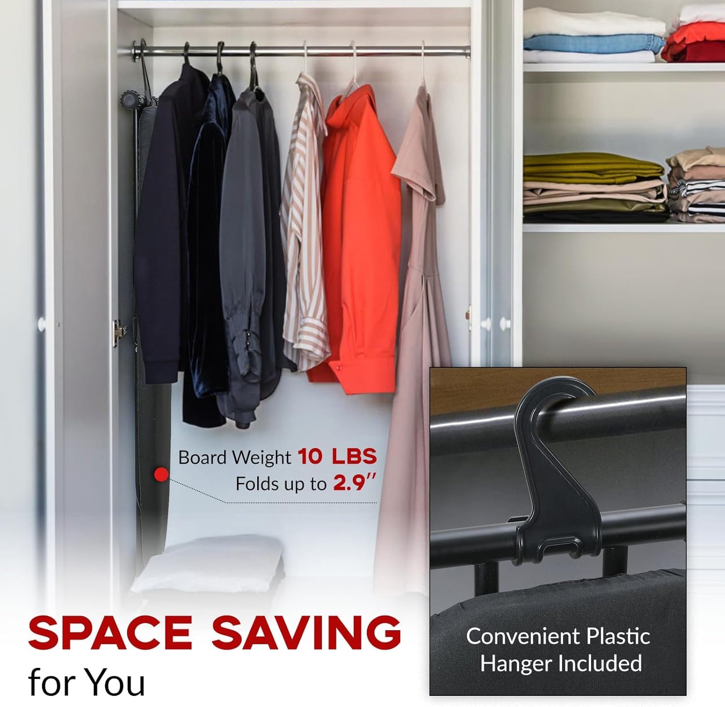 Ironing Board Full Size 53x13, RAINHOL Heavy Duty Iron Board with Thick Padded Cover, Height Adjustable Ironing Boards with Smart Hanger, Heat-Resistant Silicone Pad Iron Rest