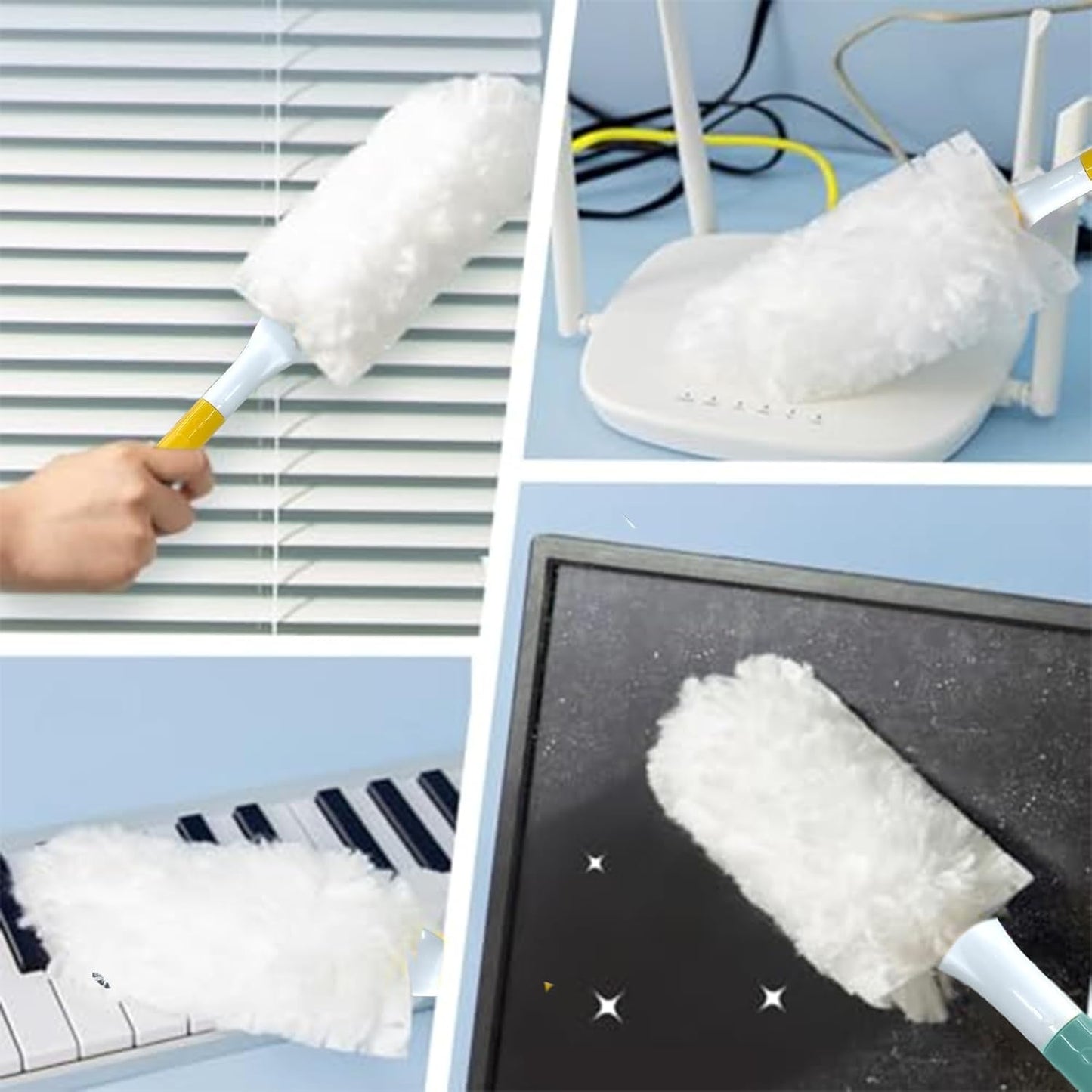 Car Interior Duster - Ultimate Cleaning Tool for Cars, House, and Office - Compact Mini Design for Effortless Dust Removal Double-Sided Design 2handle +10 Duster Refills.