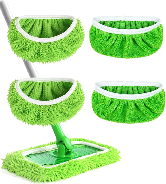 Reusable Microfiber Mop Pads Washable Wet Pads Compatible with Swiffer Sweeper Refills Pads for Wet & Dry Sweeping Cloths Mop Head Replacement for Household Cleaning (4PCS)