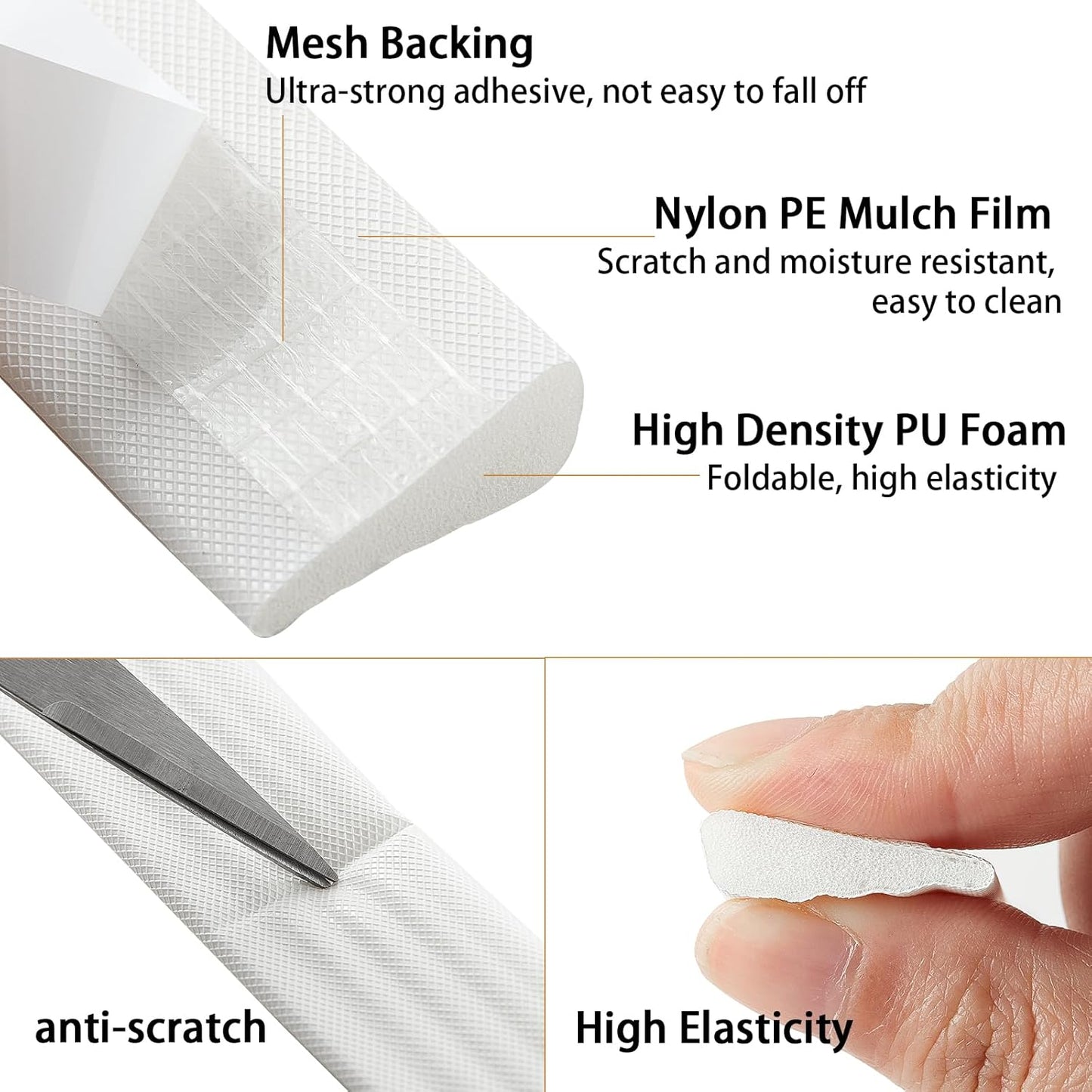 QDiShi 196" Wedge-Shape Weather Stripping Door Seal Weatherproof Foam Seals Self Adhesive Insulation Anti-Collision Strip Soundproofing Frame Insulation Tape Fits 0.13-0.31" Gaps(White)