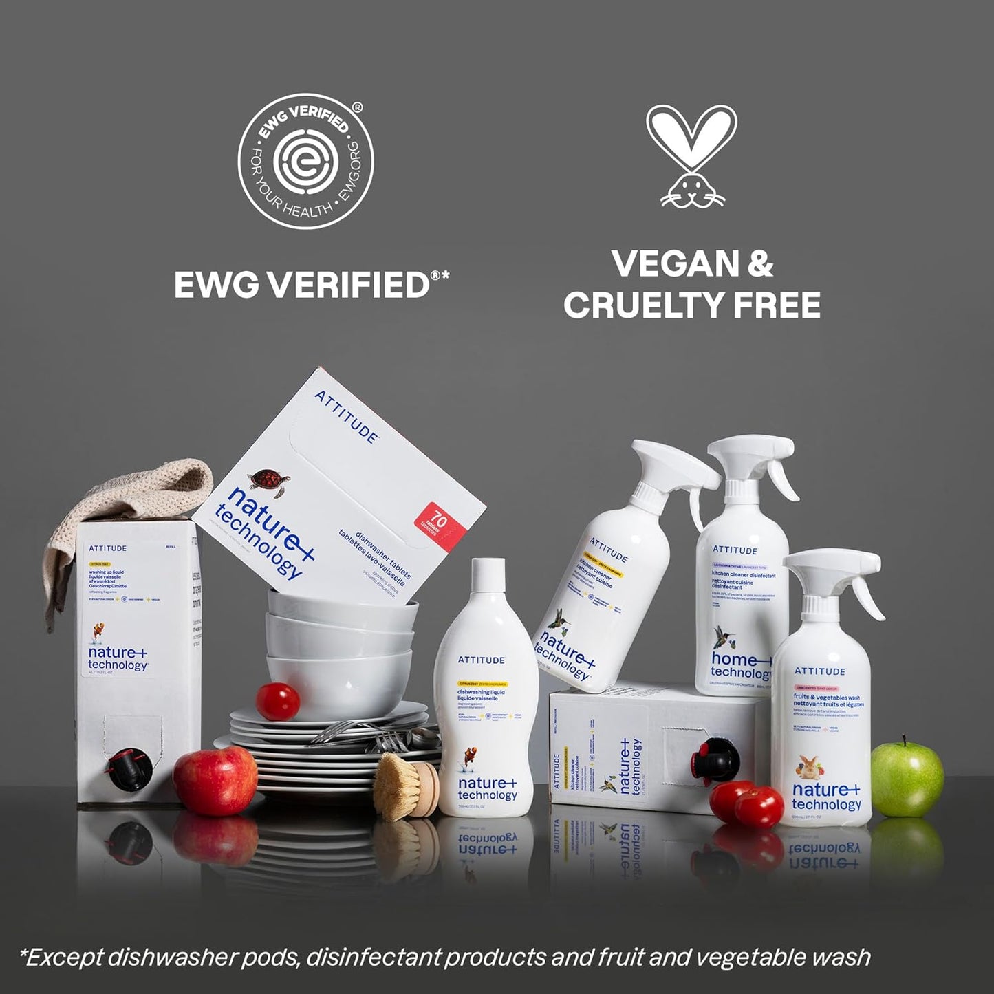 ATTITUDE Kitchen Cleaner Spray Refill, EWG Verified, Powerful Degreaser, Cuts Grease & Grime, Plant-Based & Vegan, Citrus Zest Scent, 67.6 Fl Oz