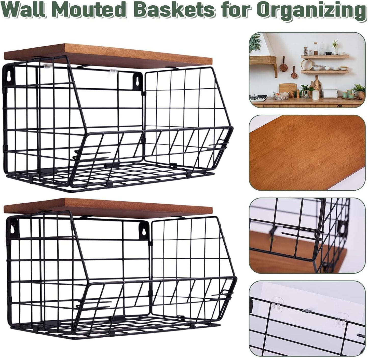 2 Pack XL Trash Bag Holder, Stackable Garbage Bag Dispenser with Wood Lid for Kitchen Countertop Pantry, Laundry & Under Sink Organization Storage