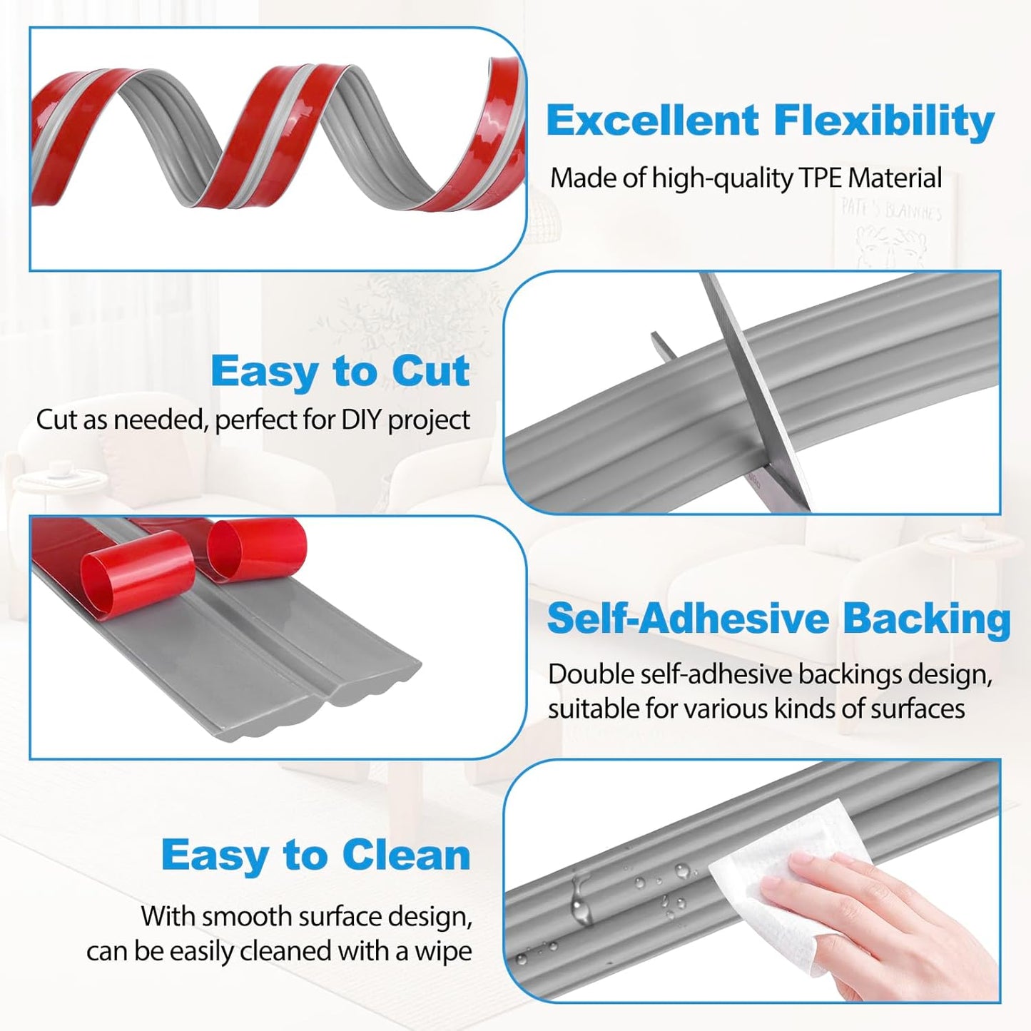 Wall Corner Protector Peel and Stick Corner Trim Molding Flexible Inside & Outside Wall Edge Guard Self Adhesive Moulding Trim for Edge Use, Gray, 2.3” W x 20’ L