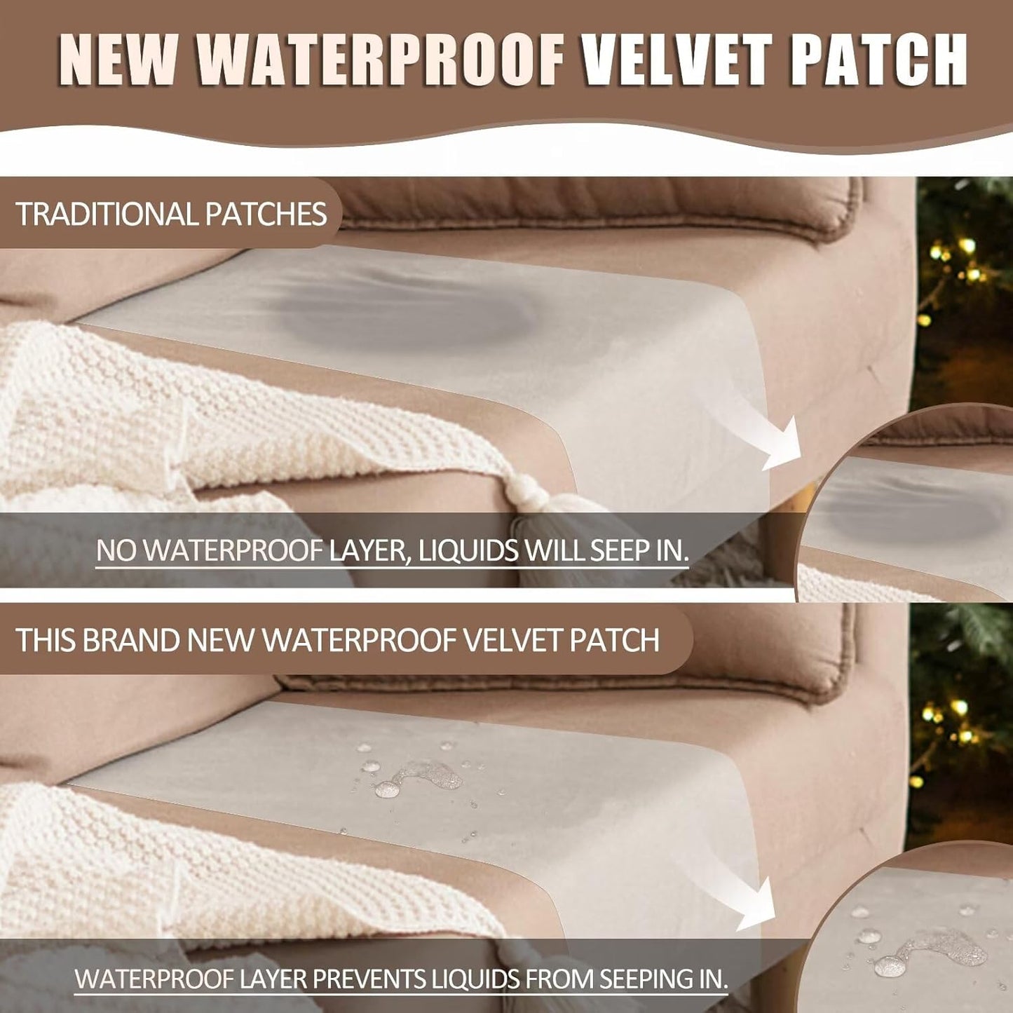 Azobur Couch Patches, Extra-Large Durable Fabric Tape, Ideal for Automotive Upholstery Repair, Waterproof, Self-Adhesive, Quickly Fix Sofas, Car Interiors, and Other Fabric Items (Dark Brown)