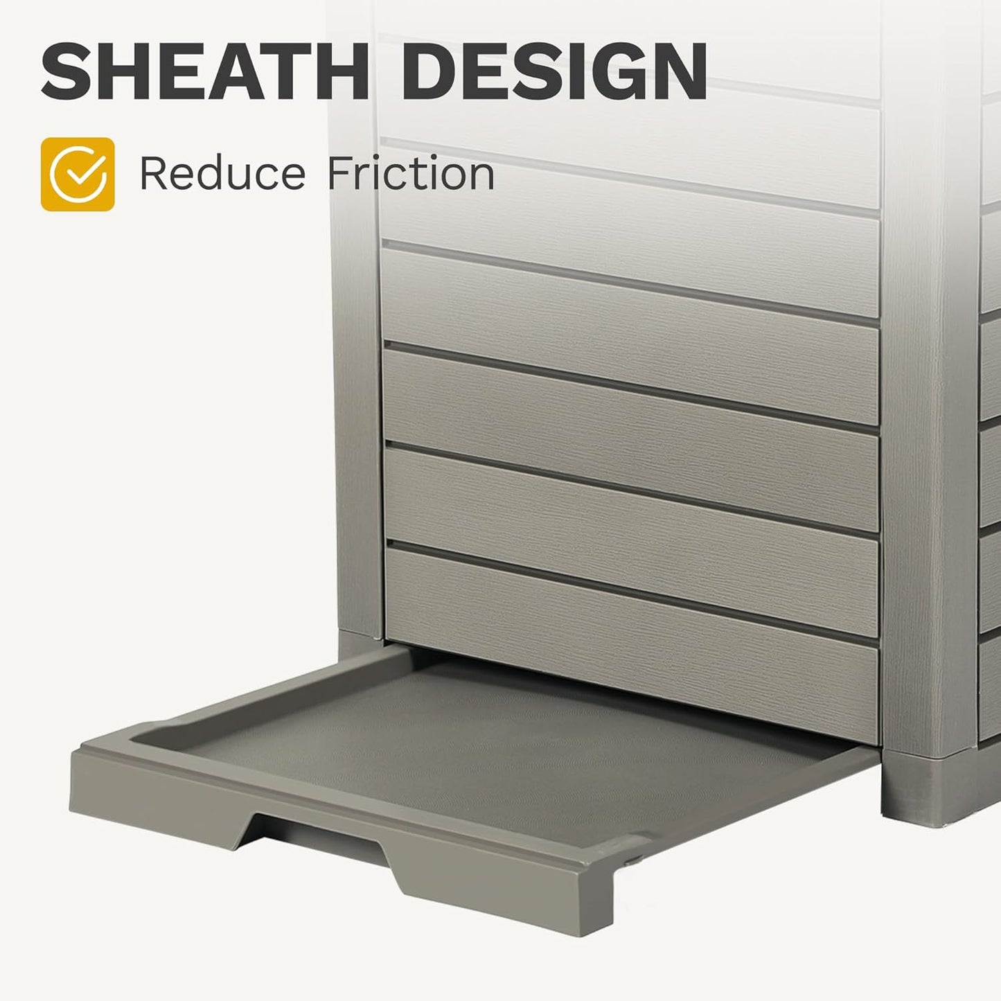 DWVO 38 Gallon Large Outdoor Trash Can, Waterproof Resin Hideaway Garbage Bin with Lid and Drip Tray, Outside Trash Bin for Porch, Backyard, Deck, Patio, Poolside, Easy to Clean, Taupe