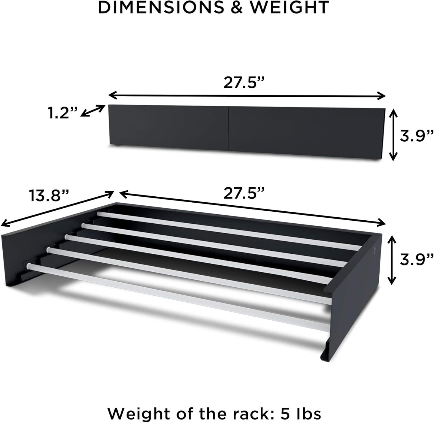 Step Up Laundry Drying Rack (27.5-INCH Industrial Gray), Wall Mounted, Retractable Clothes Drying Rack, 40lbs Load Capacity, 11.6 Linear Ft, with Wall Template and Long Screwdriver Bit