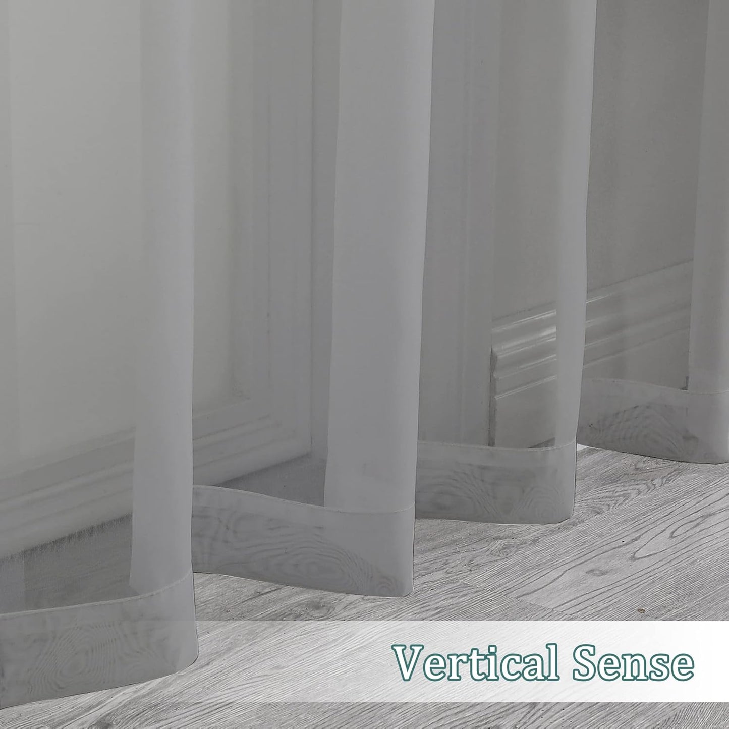 Chyhomenyc Sheer Window Curtain Panels 144 Inches Length 2 Pack, Long Elegant Voile Window Scarf Drapes Backdrop for Canopy Bed/Wedding/Living Room, 42Wx144L inches, Charcoal Grey