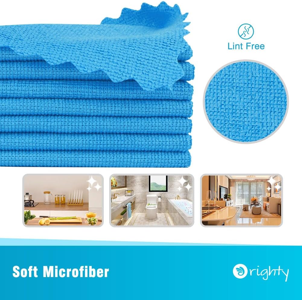 Orighty Cleaning Cloths, Shop Towels 100 Pack, Shop Rags Reusable, Microfiber Cleaning Rags Bulk for Cars, Multi-Purpose Lint Free Towels for Automotive, Mechanic, Kitchen, 11.5’’ x 11.5’’, Blue