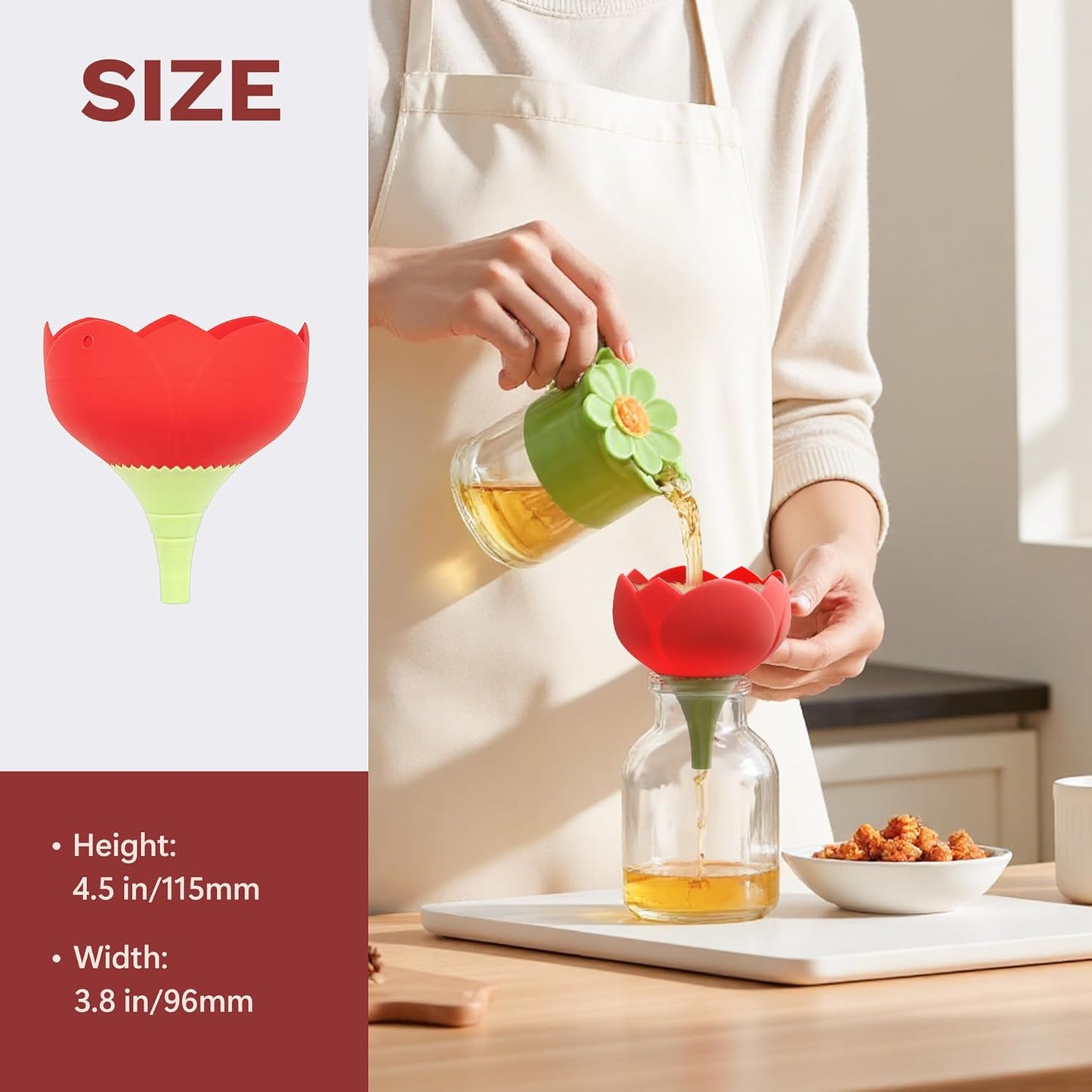 Li & Zhao Kitchen Funnels - 2 PCS Canning Funnels for Kitchen Use Filling Bottles Oil Funnel Silicone Funnel Bottle Liquid Transfer Filling Liquid,Oils,Spices for Bottles,Jar(Red & Blue)