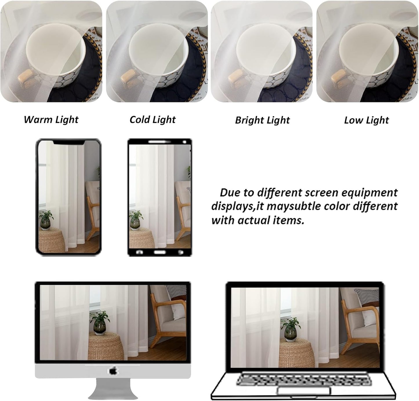 Chyhomenyc Sheer Ivory Valances for Windows 2 Pack, Small Window Curtains for Living Room Bathroom Cafe Laundry Basement, Modern Top Dual Rod Pocket Voile Curtain, 42W x 18L inches, Ivory