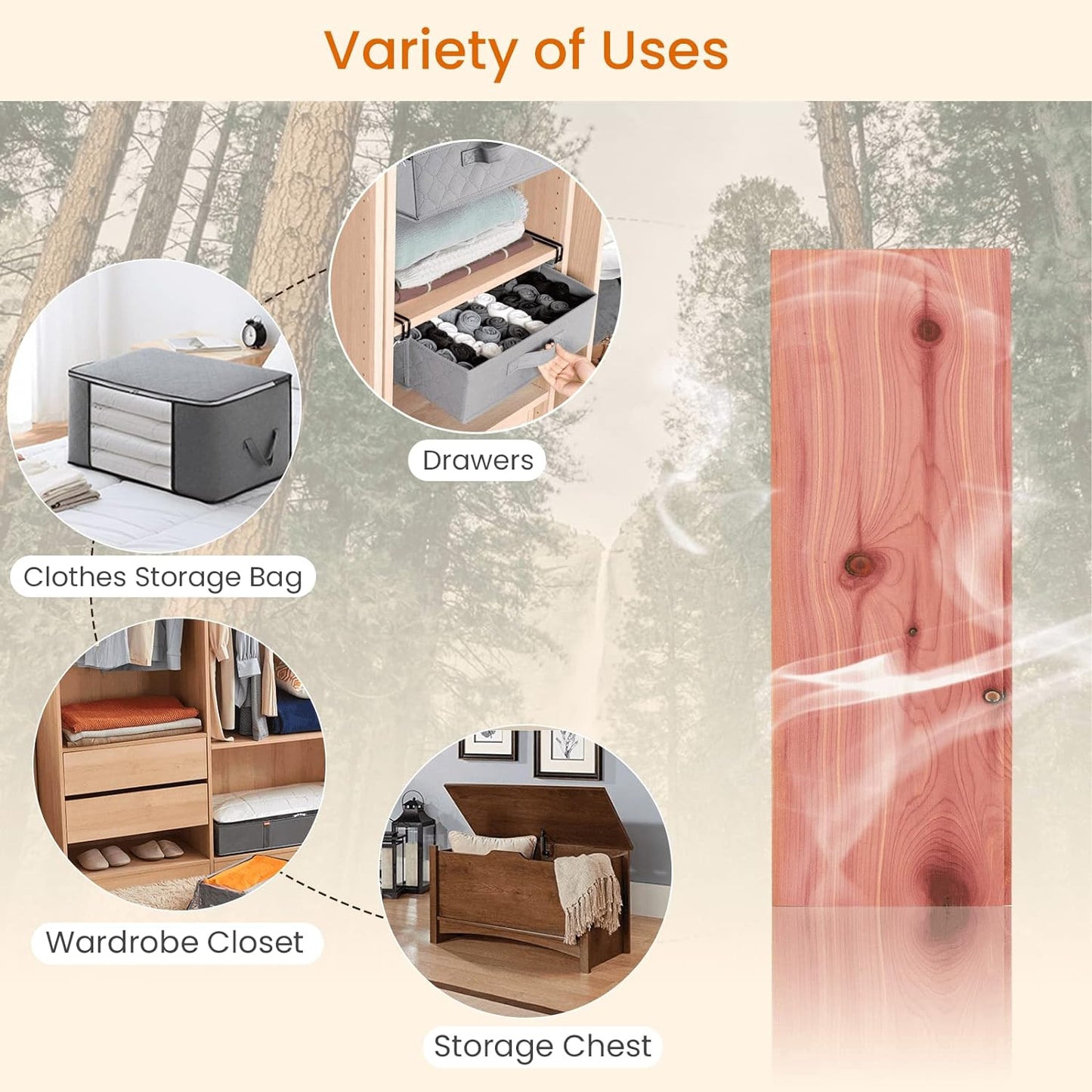 Homode Cedar Closet Liner Planks, Set of 8 Drawer Liners, Tongue and Groove, Aromatic Cedar Wood Panels for Clothes Storage, 11.5 x 4 x 0.4 Inches