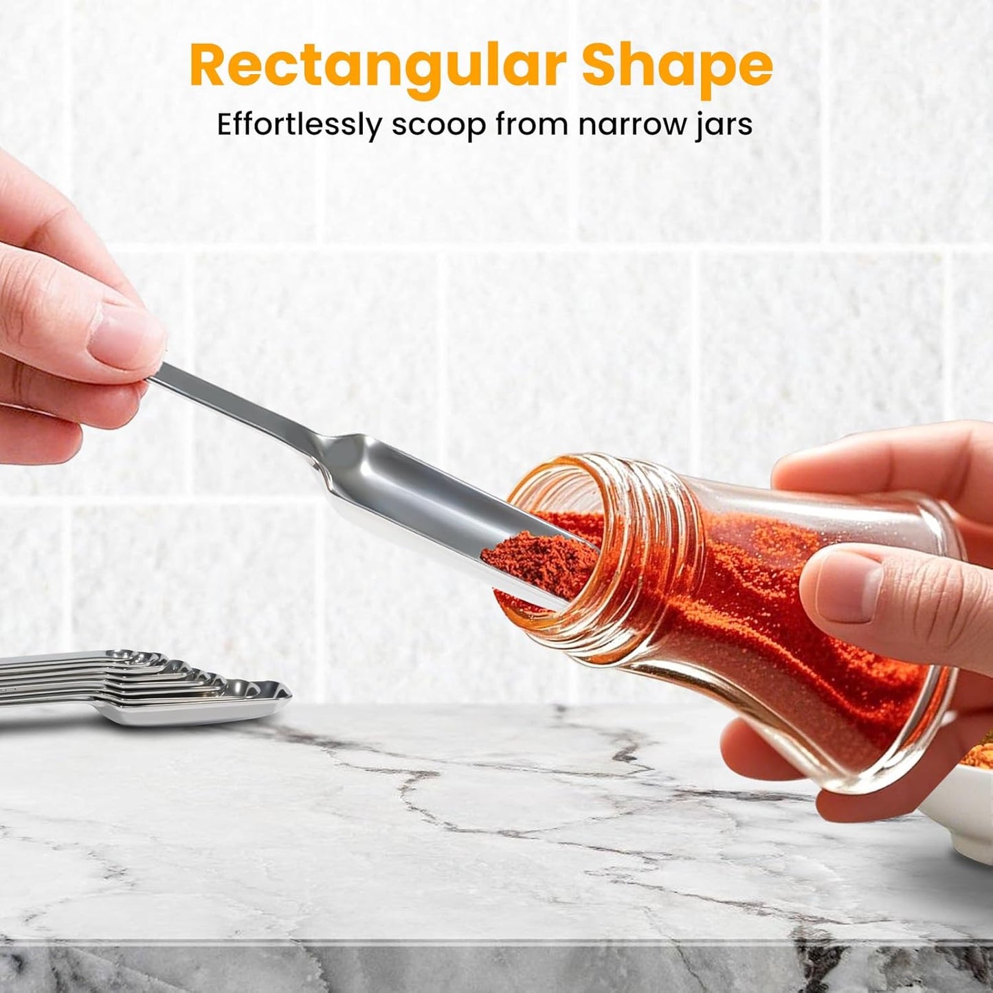 Stainless Steel Measuring Spoons Set of 11, Includes 6 Rectangular Measuring Spoons and 5 Tiny Spoons, Compact Spoons Design for Narrow Spice Jars, Ideal for Dry and Liquid Ingredients