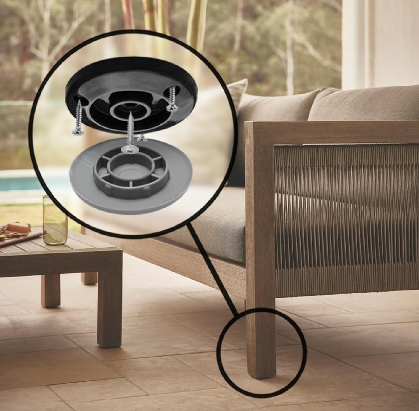 Gorilla Outdoor 2 Inch Furniture Sliders/Screw on Nylon Glide Floor Protectors (Set of 4 Glides) for Carpet and Hard Surface Sliding on Outdoor & Indoor Floors