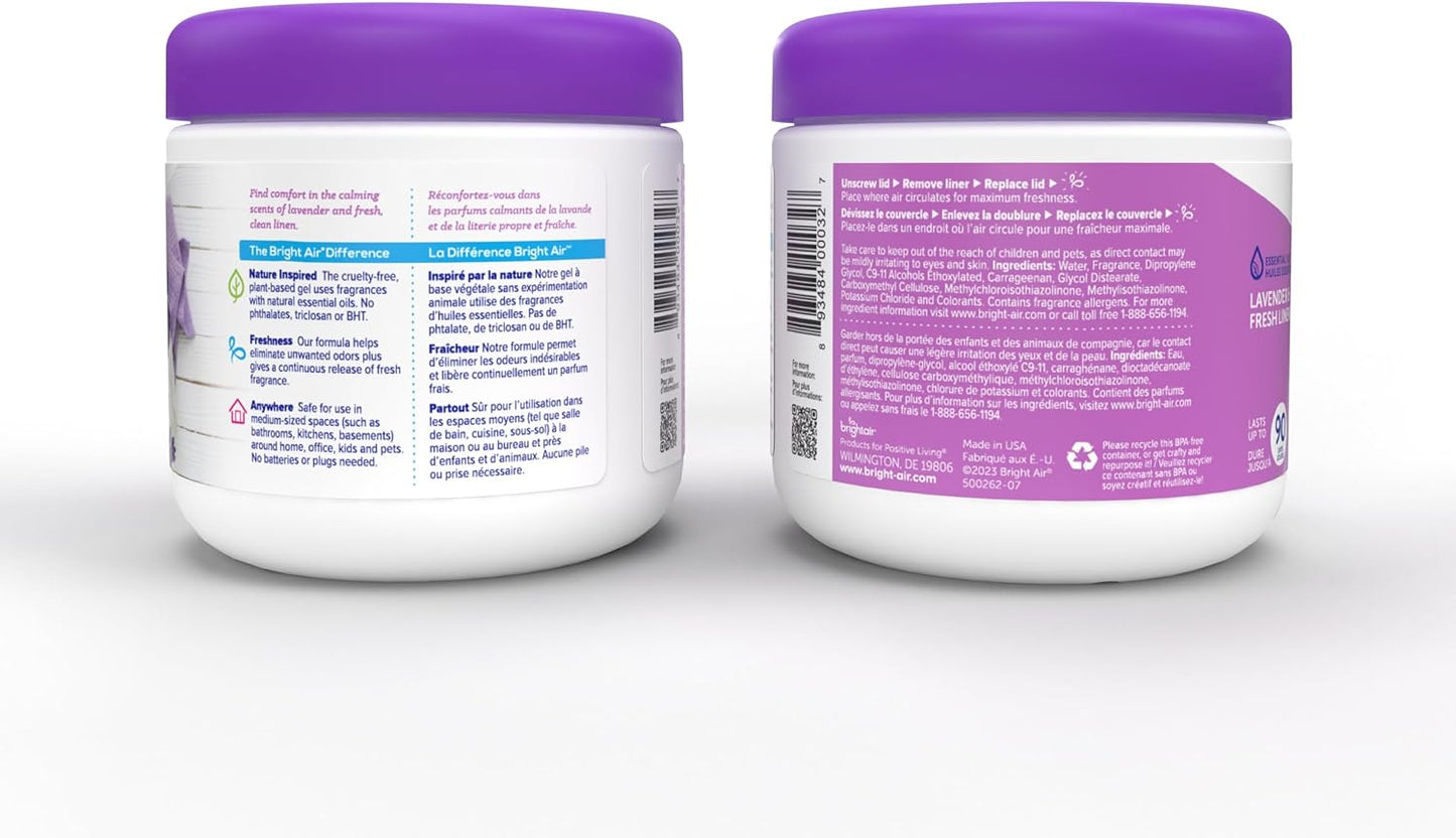 Bright Air 14 oz. Super Odor Eliminator, For Medium-Size Spaces, Lavender & Fresh Linen Scent, Case of 6, Odor Eliminator & Air Freshener, Natural Essential Oils, Lasts Up to 90 Days Each