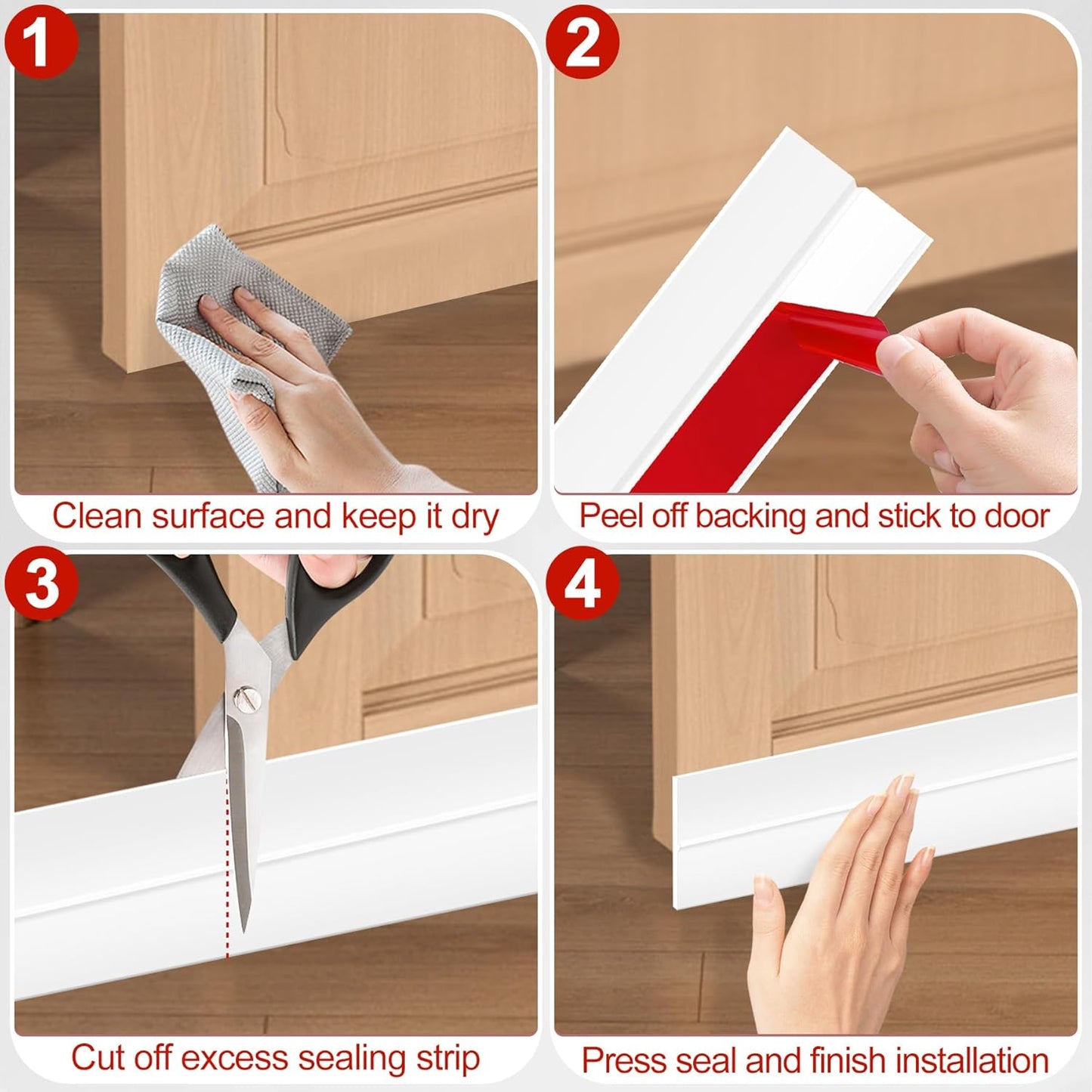 MYFAMIREA Door Weather Stripping 3IN (W) x 20FT (L) Door Draft Stopper Seal Tape Silicone Seal Strip Self Adhesive Shower Sweep Insulation Tape Side Bottom Strip for Sliding Glass Window Gap, White